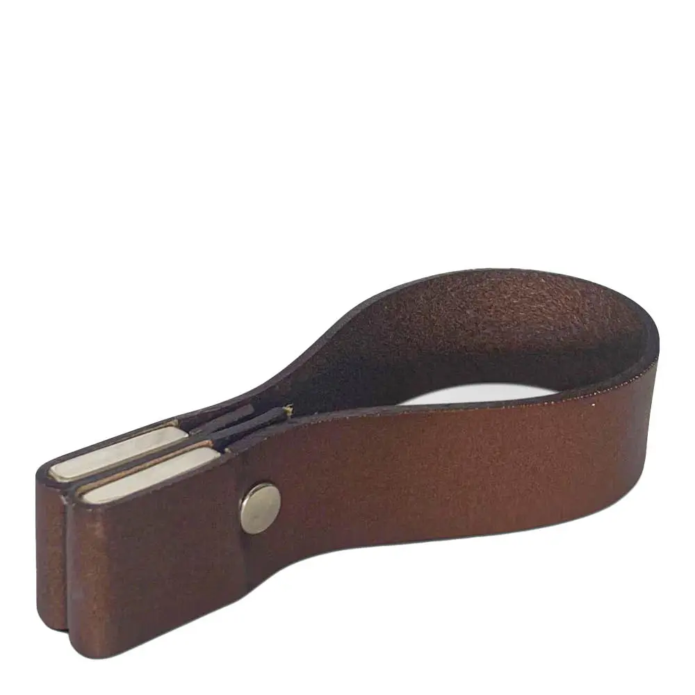 Magnetisk håndkleholder i skinn large 11x2 cm mørk brun