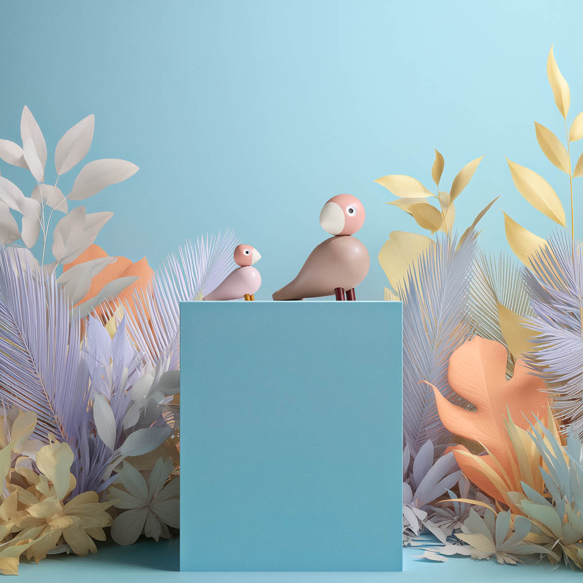 Kay Bojesen Denmark Fågelpar Liv & Lykke 11 cm ljus rosa