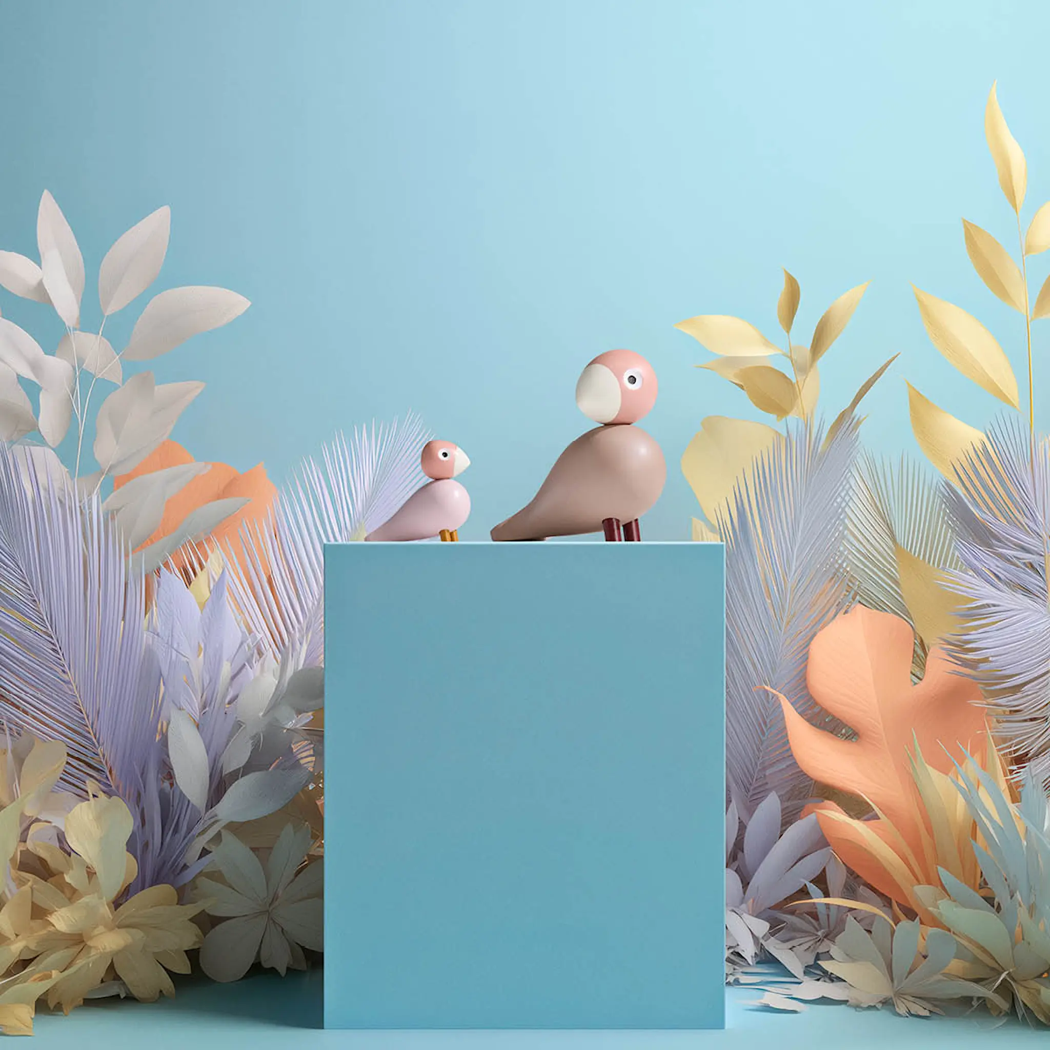 Kay Bojesen Denmark Fågelpar Liv & Lykke 11 cm ljus rosa