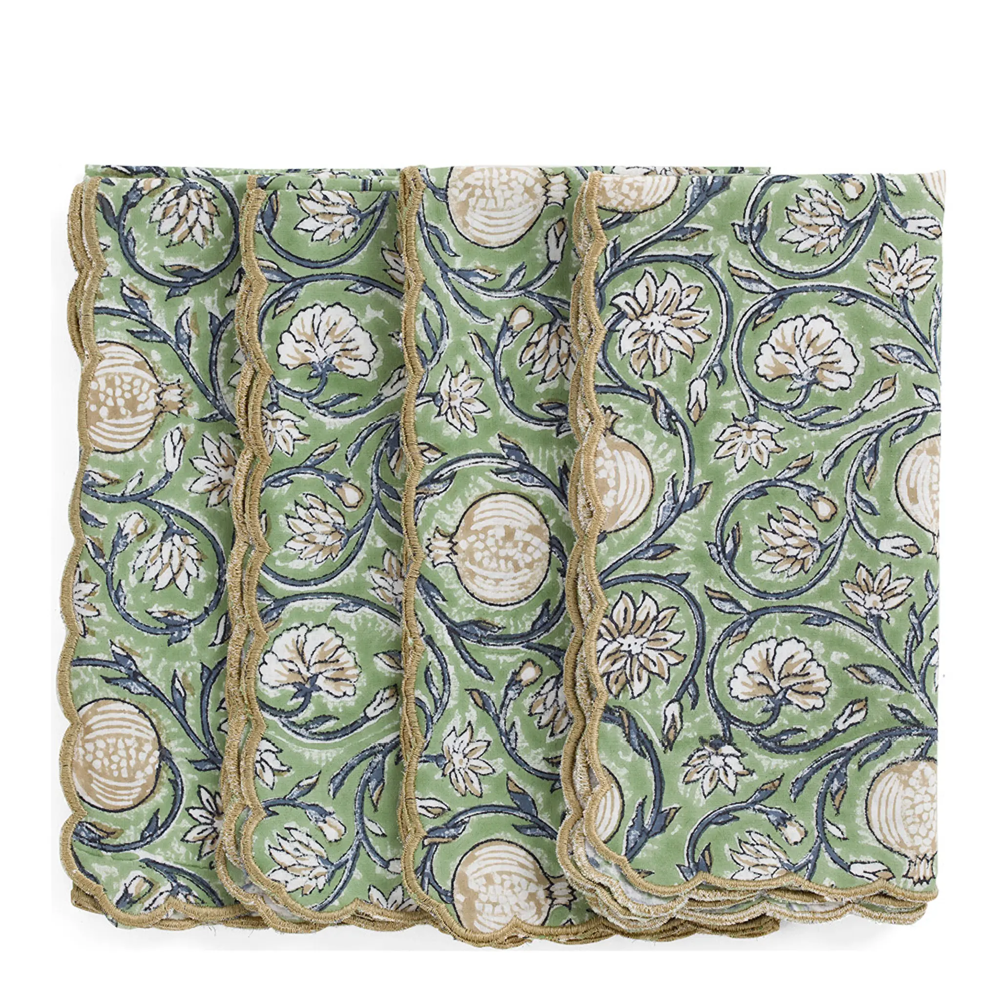 Chamois Scallop Tangier Pomegranate servetter 50x50 cm 4-pack grön