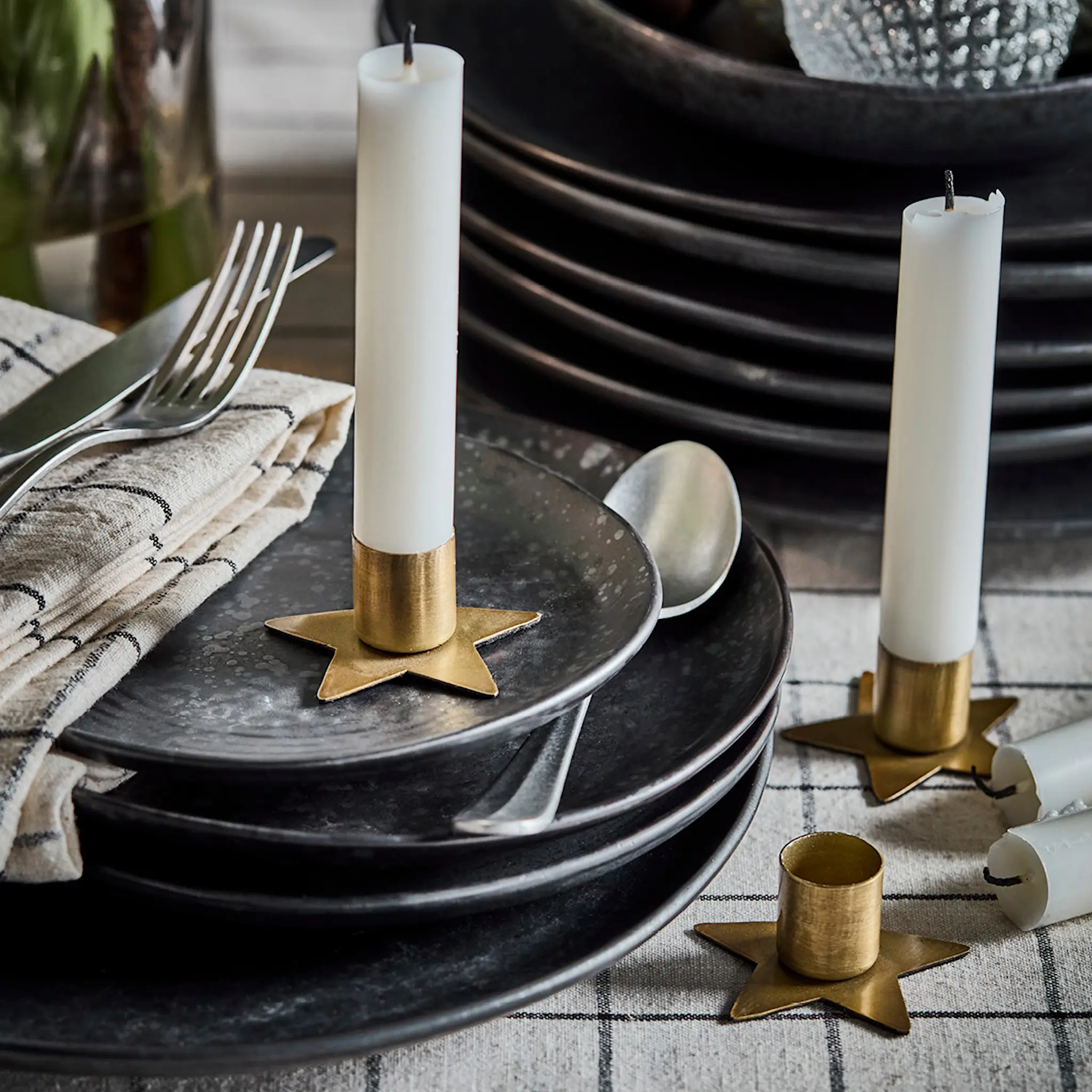 House Doctor Stage Kynttilänjalka 3x6 cm Antiikki messinki