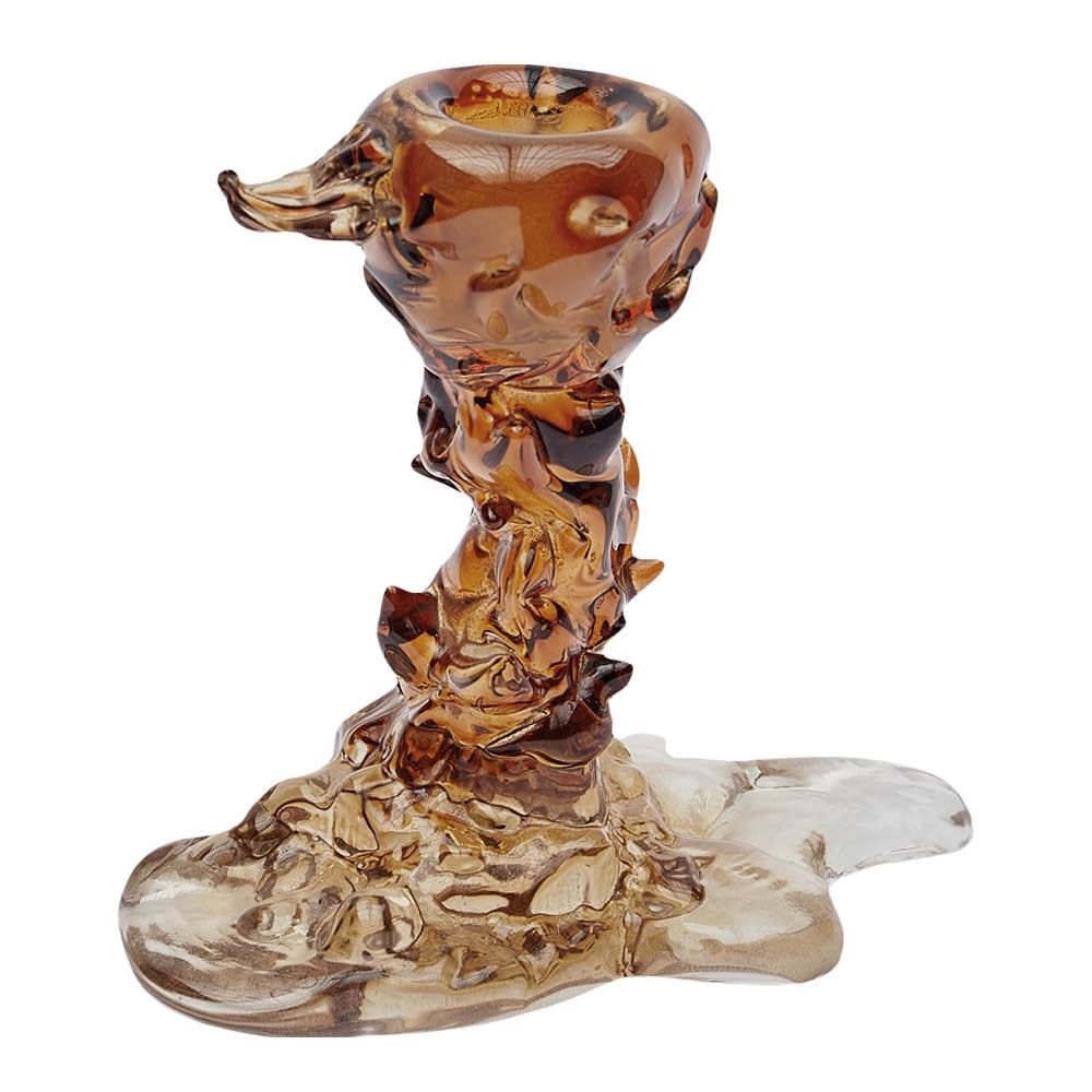 Pols Potten Drip ljusstake i glas S 14 cm mörkbrun