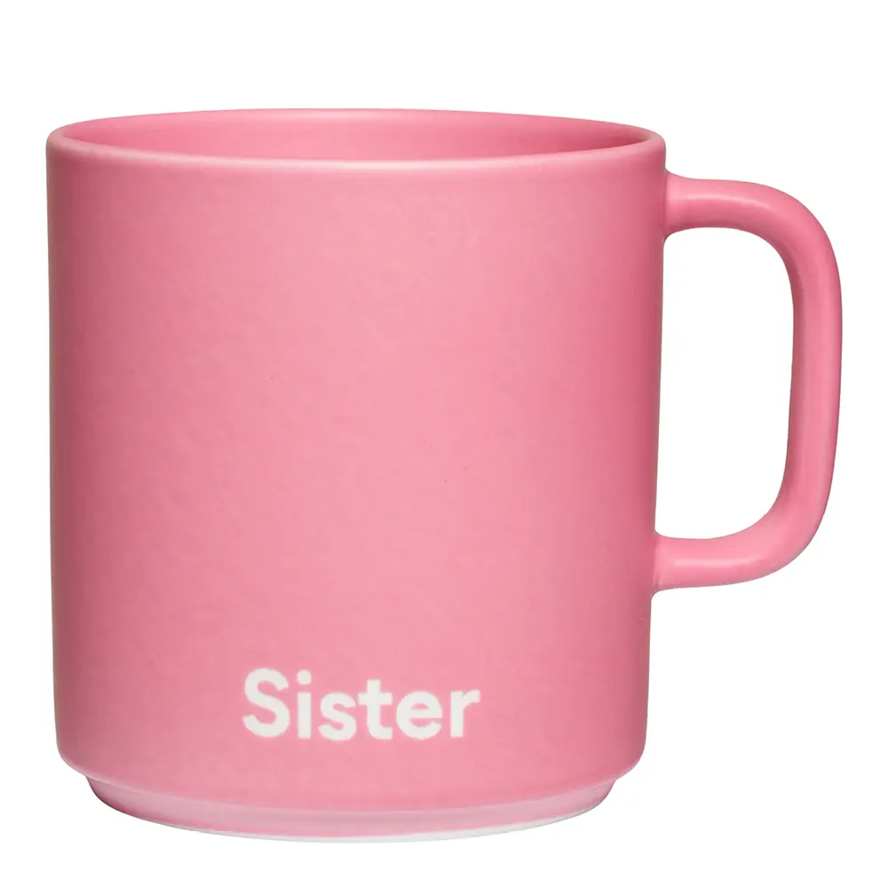 Favourite kopp med hank Sister 25 cl pink