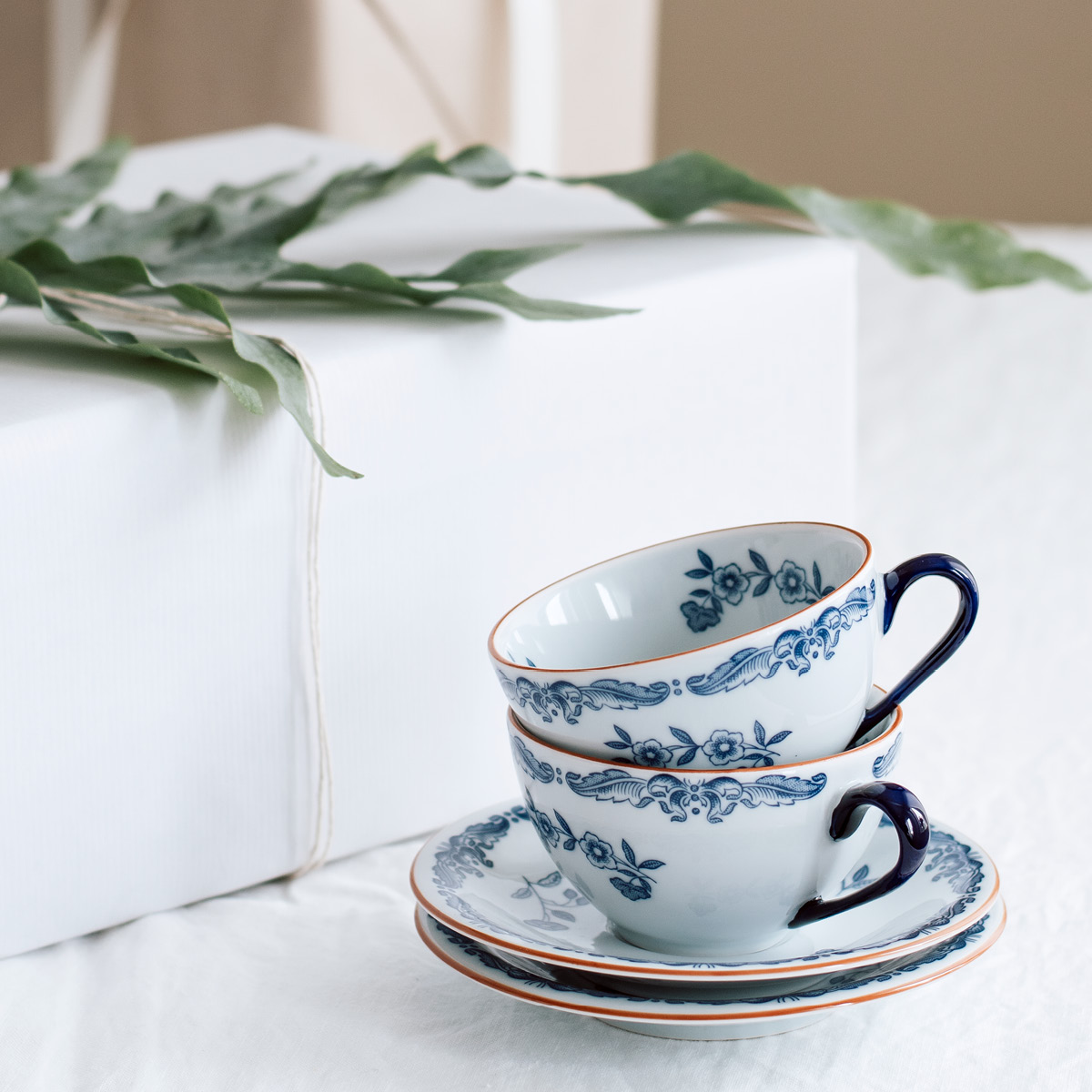 Rörstrand Ostindia tekopp med fat 27 cl blå