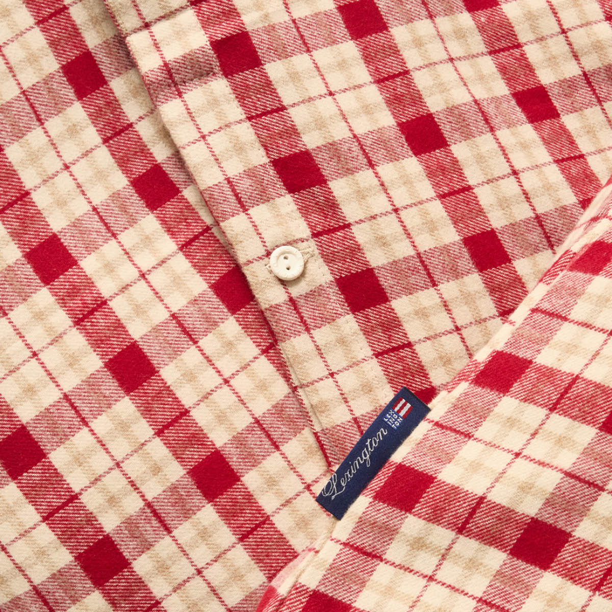 Lexington Påslakanset rutigt bomull/flanell 150x210 cm röd/beige