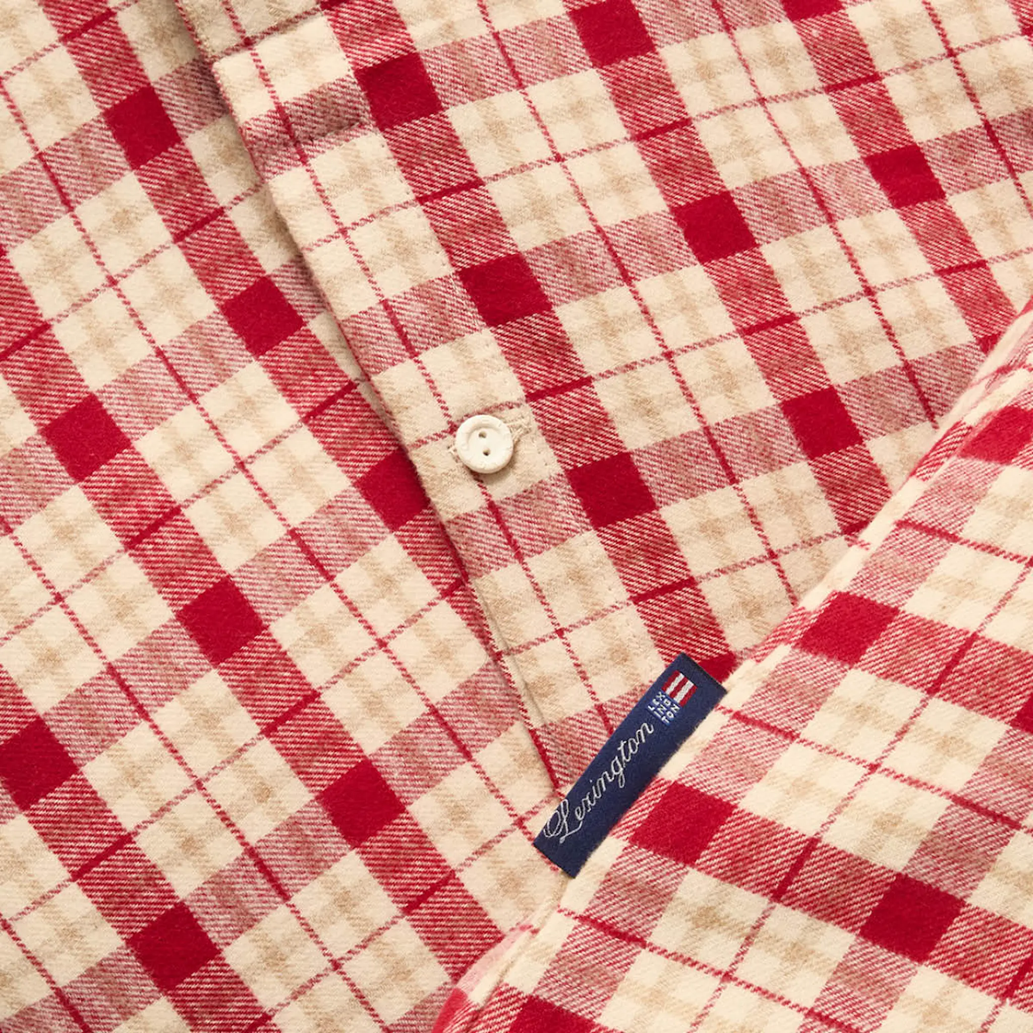 Lexington Påslakanset rutigt bomull/flanell 150x210 cm röd/beige