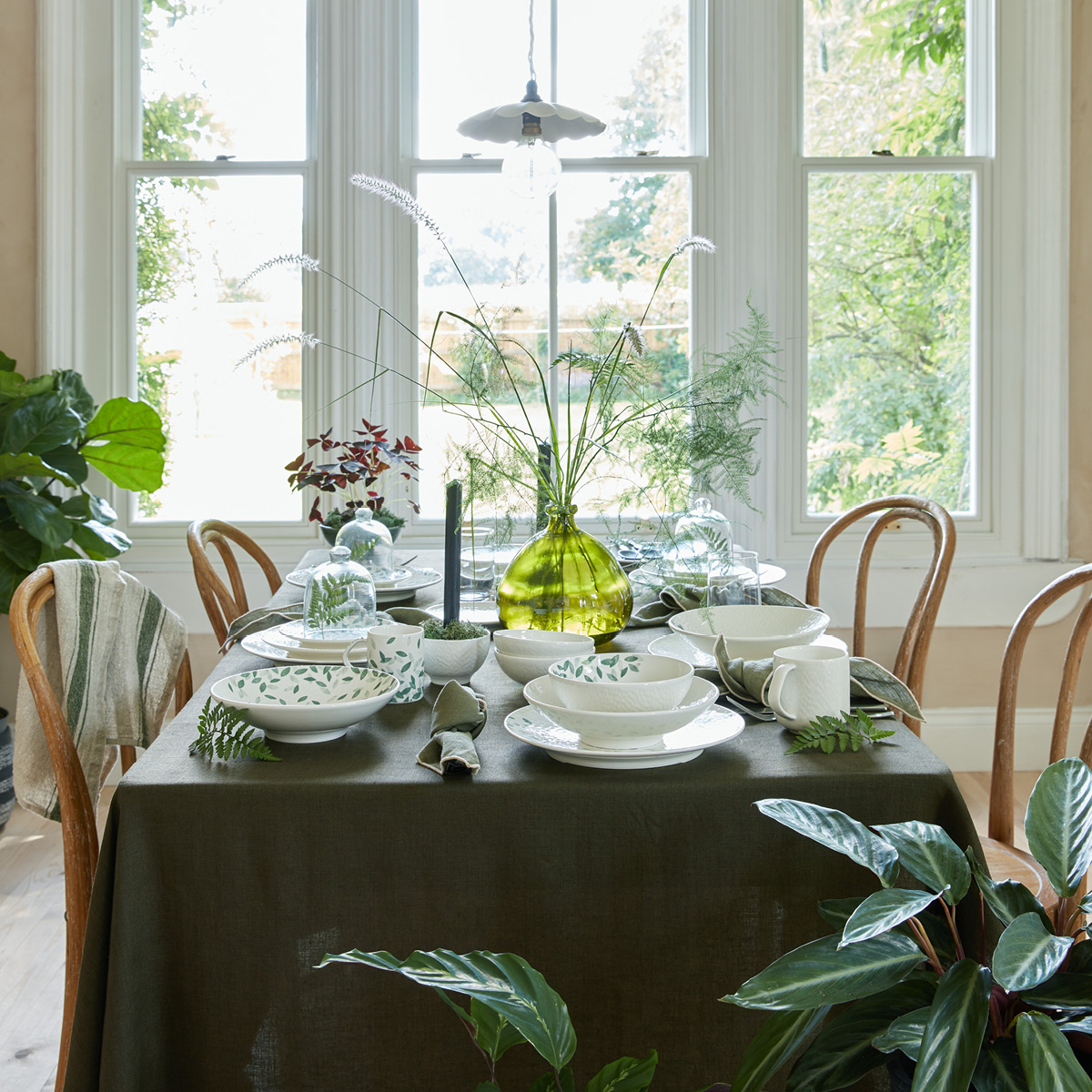 Denby Greenhouse skål 17 cm vit/grön