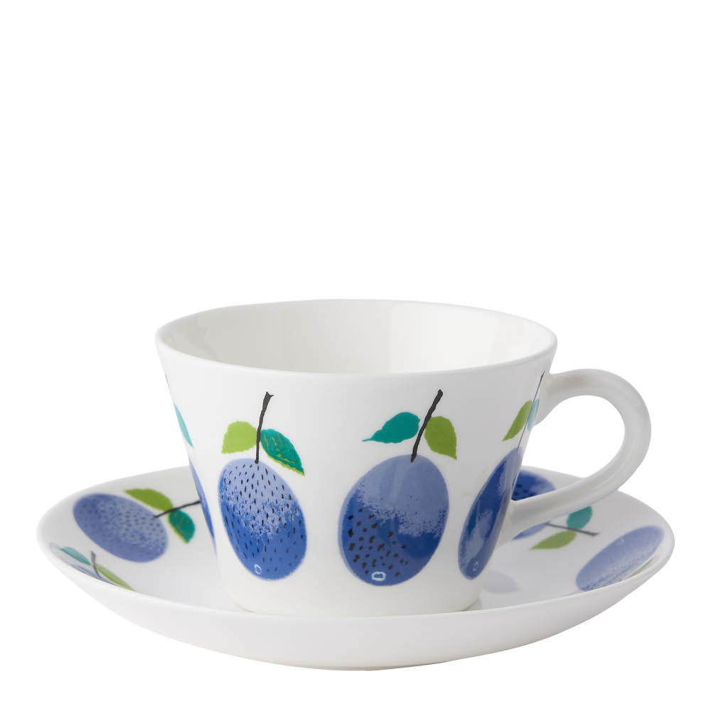 Gustafsberg Prunus konisk kaffekopp med fat 15 cl plommon