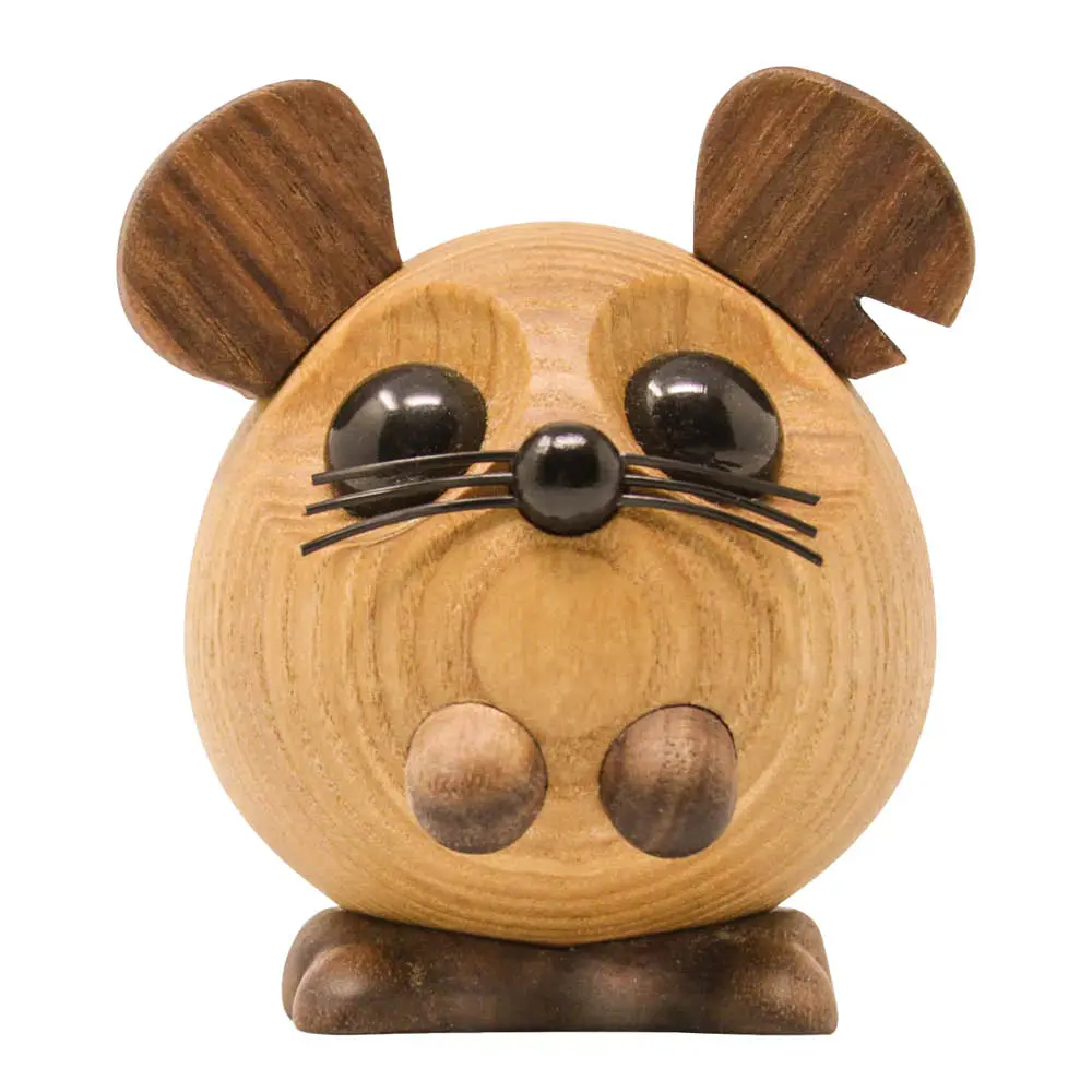 Puufiguuri Hiiri Ingolf 9 cm Saarni/Pähkinä