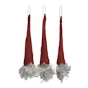Grankvist tomte hängande 3-pack röd/grå