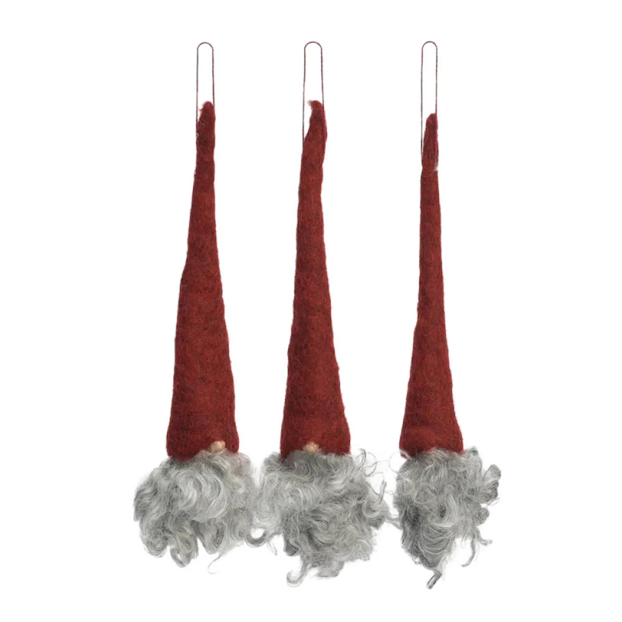 Åsas Tomtebod Grankvist tomte hängande 3-pack röd/grå