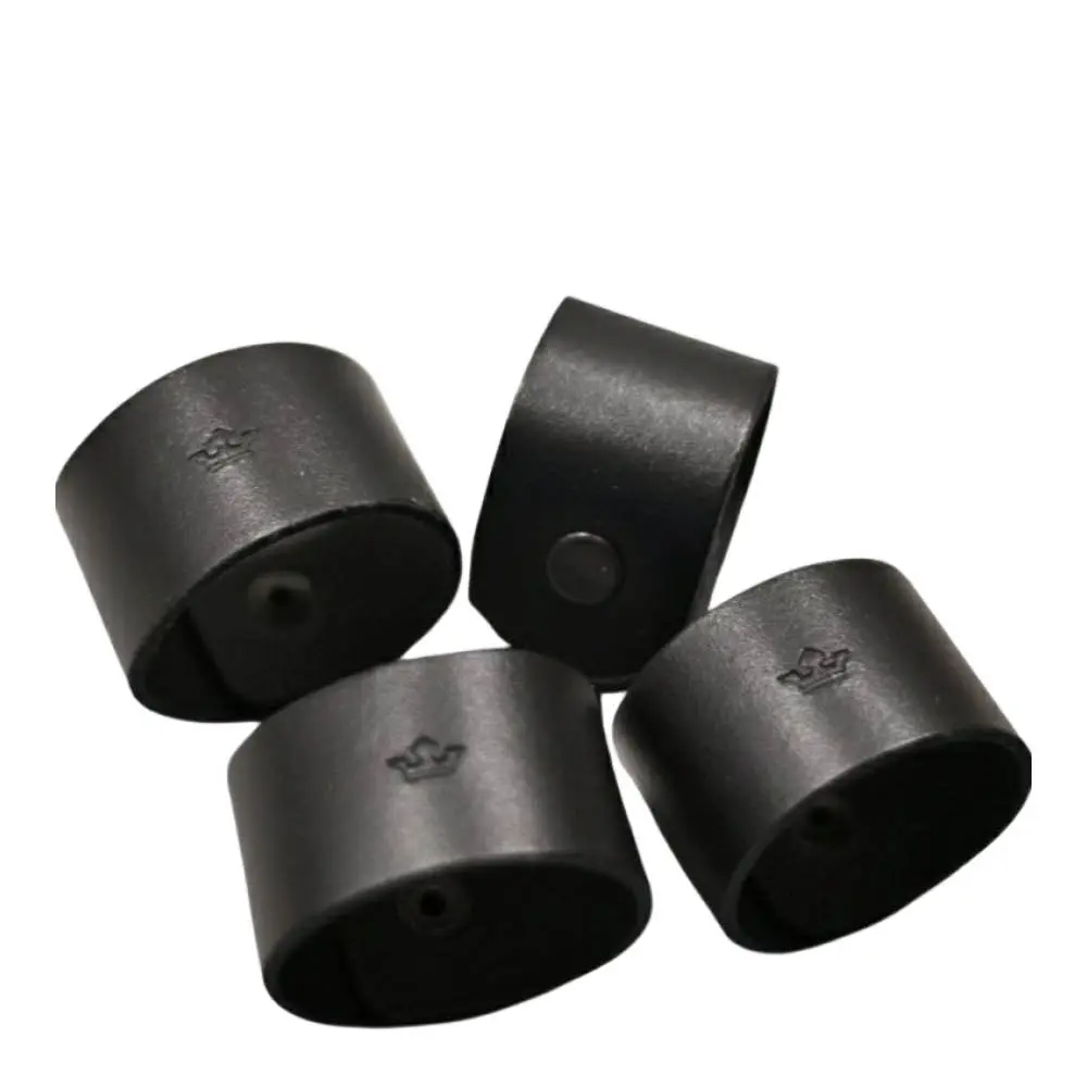 Serviettring i skinn 3 cm 4 stk svart