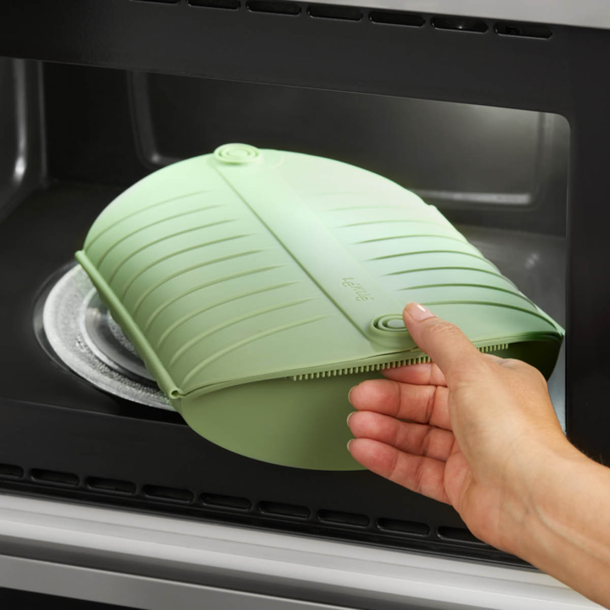 Lékué Ångkokare med bricka för mikrovågsugn 4 port. grön