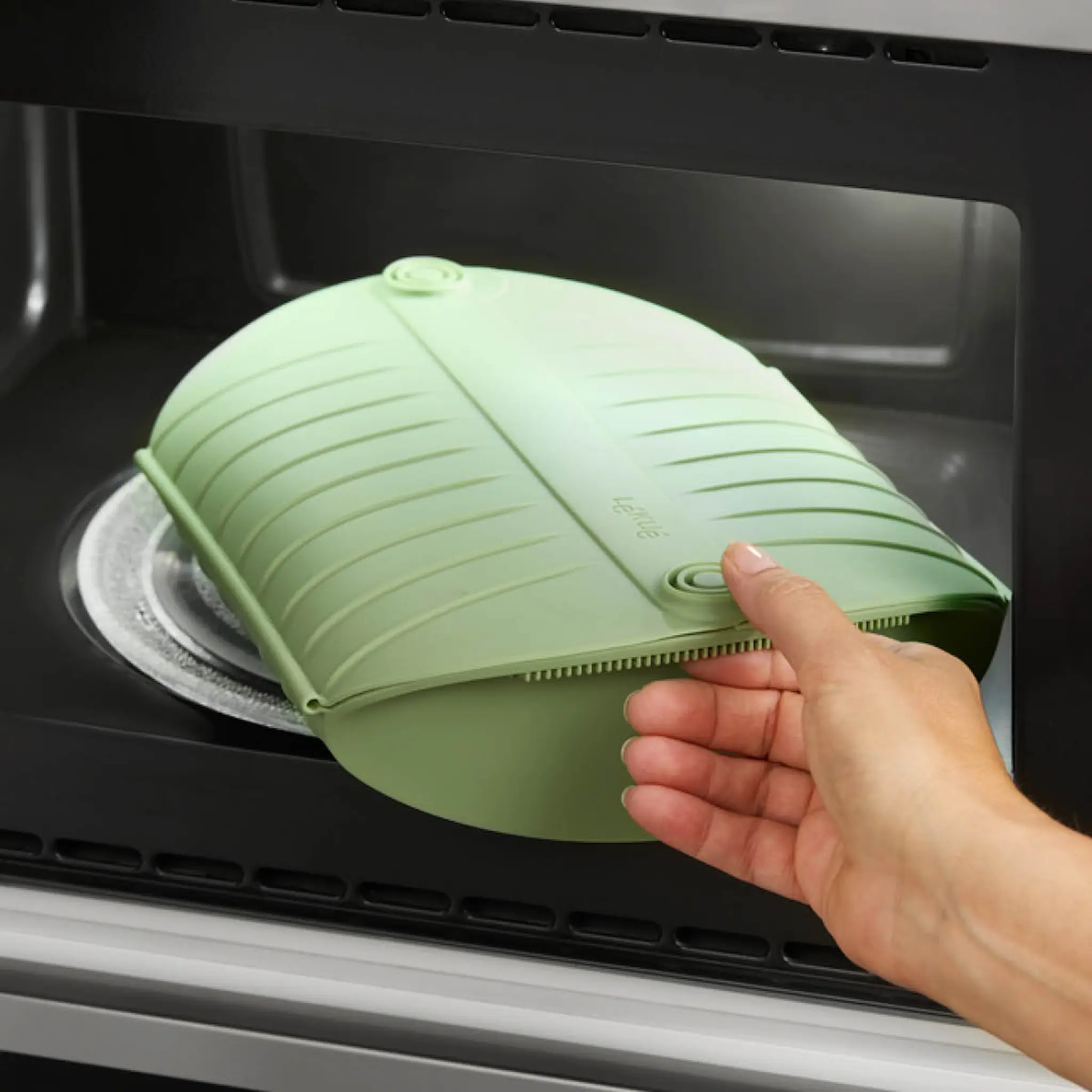 Lékué Ångkokare med bricka för mikrovågsugn 4 port. grön