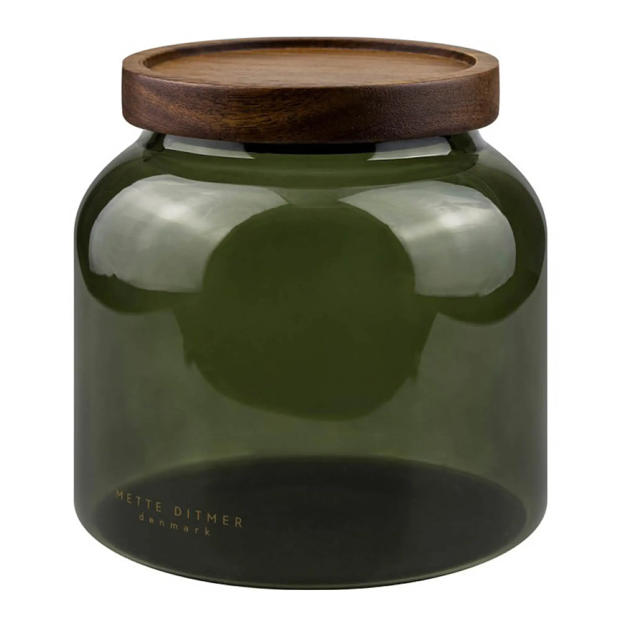 Mette Ditmer Luna glasburk med lock 13 cm dark forest/akaciaträ