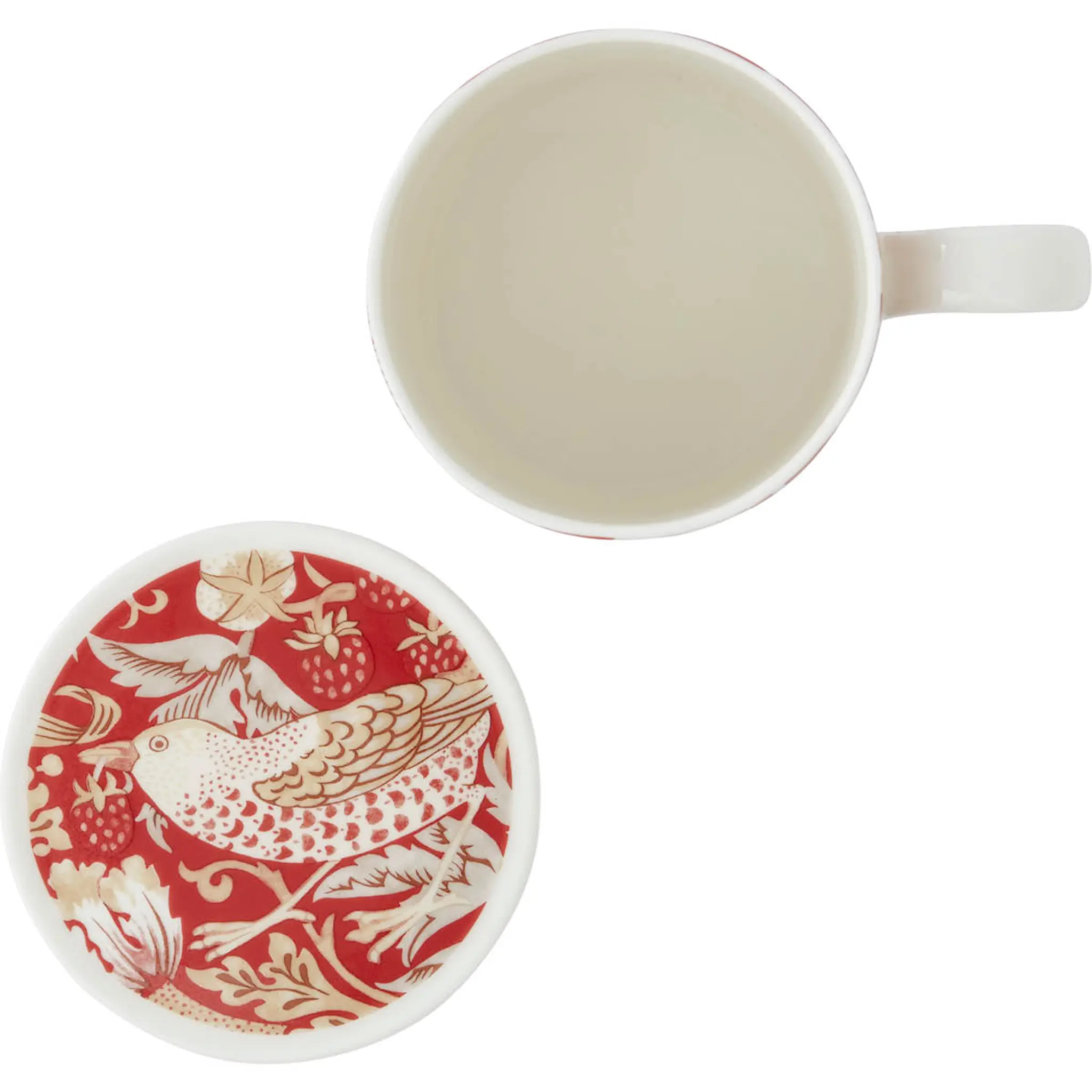 Spode Morris & Co mugg och underlägg Strawberry Thief Indian Red
