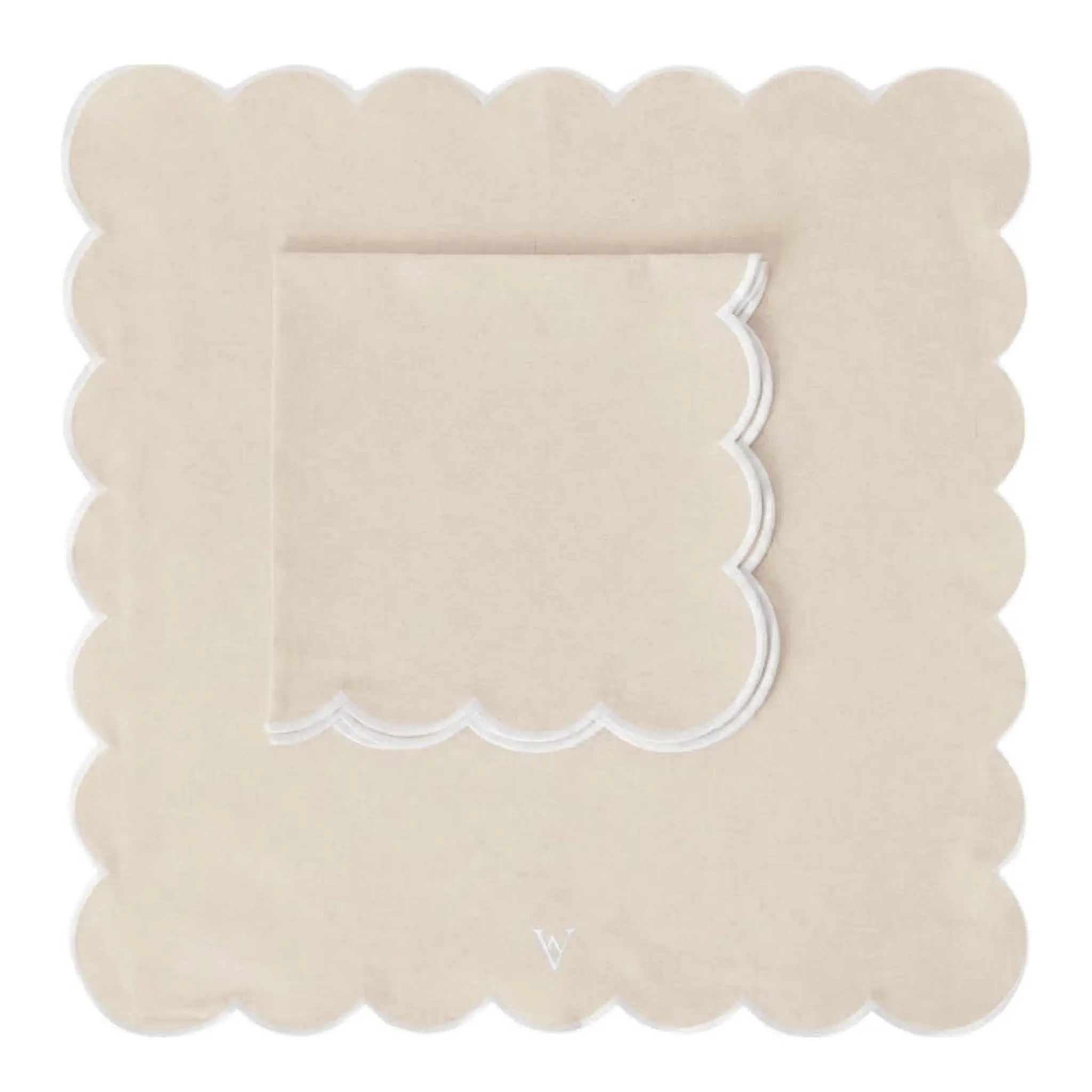 Von Norten Grace Scallop tøyserviett lin/bomull 45 cm 2 stk Santorini