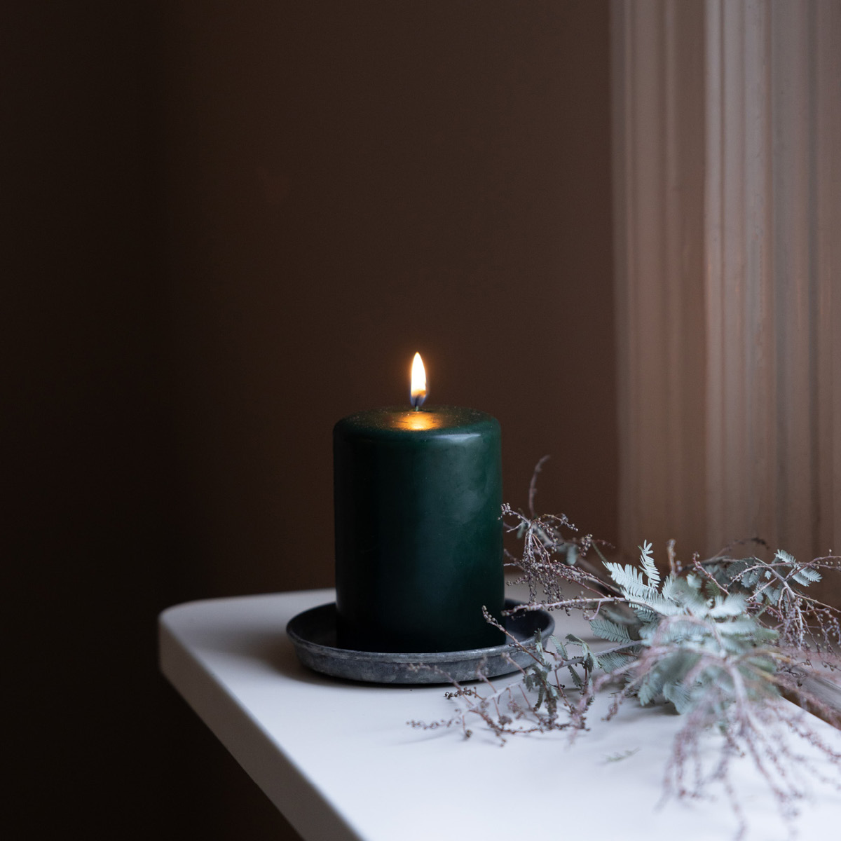 Liljeholmens Pöytäkynttilä steariini 6,8x10 cm Vihreä