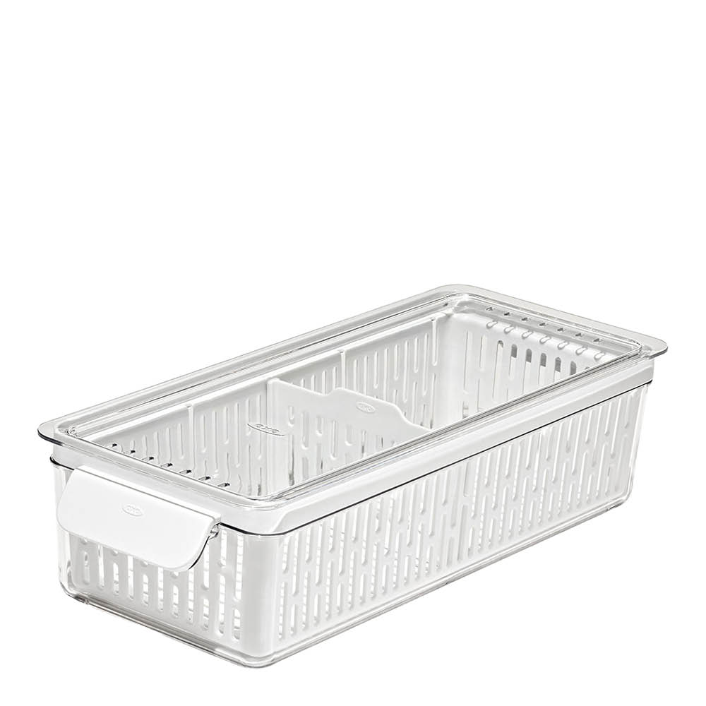 Oxo - Säilytyslaatikko jääkaappiin 37x9,5 cm Kirkas/Valkoinen