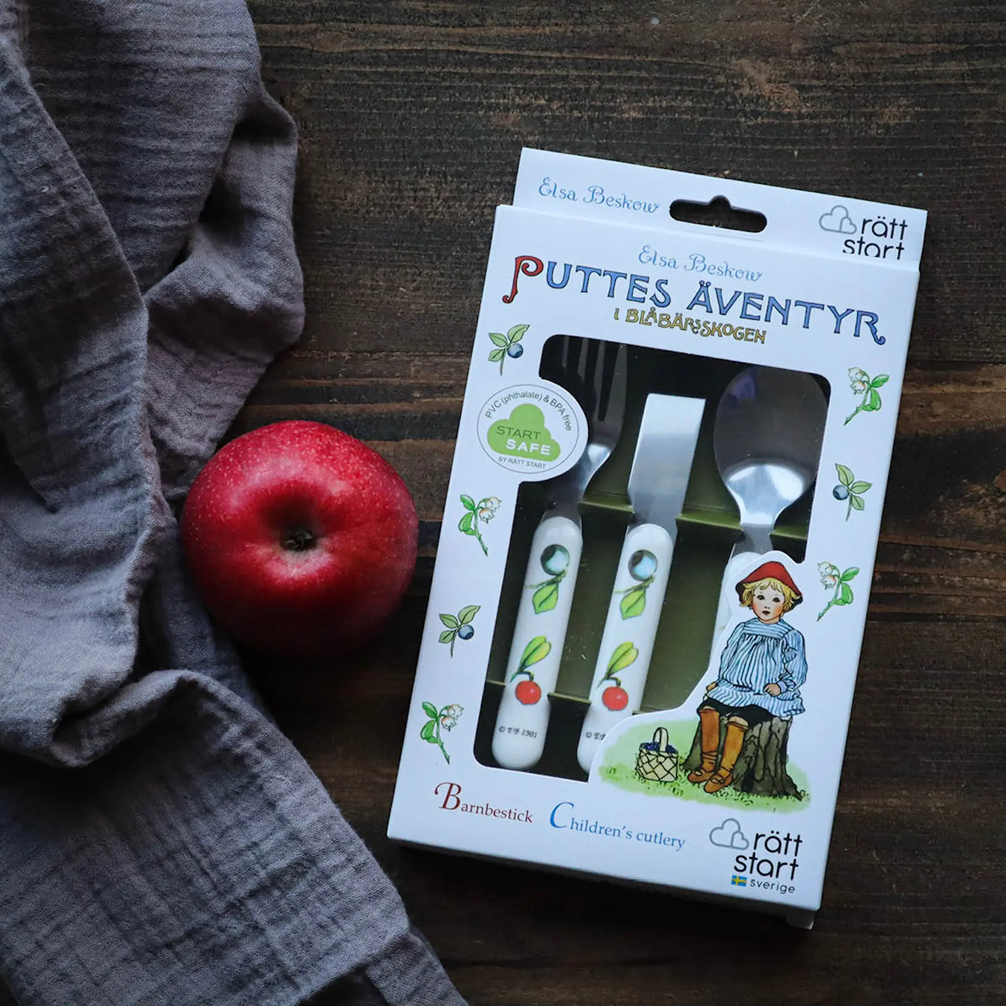 Rätt Start Elsa Beskow barnebestikk 3 deler putte hover