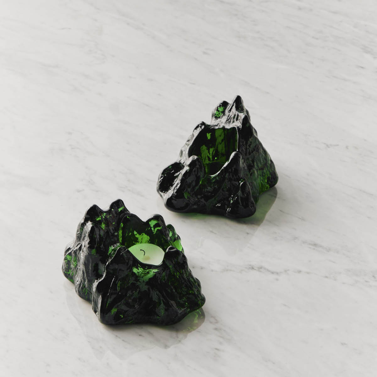 Kosta Boda The Rock ljuslykta 9 cm smaragdgrön