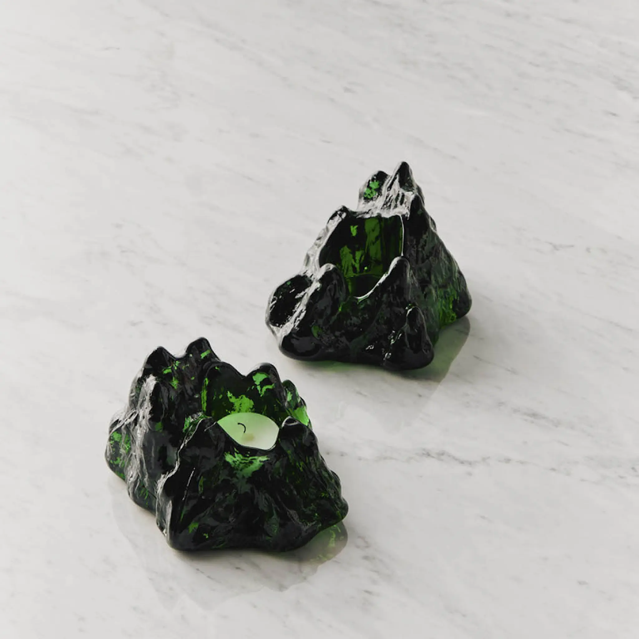 Kosta Boda The Rock lyslykt 9 cm grønn