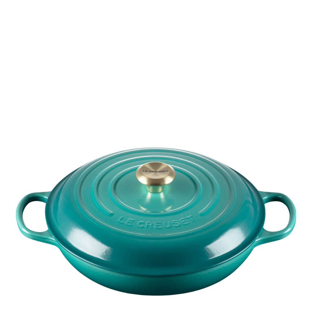 Le Creuset - Signature Matala Valurautapata 30 cm 3,5 L Bleu Riviera