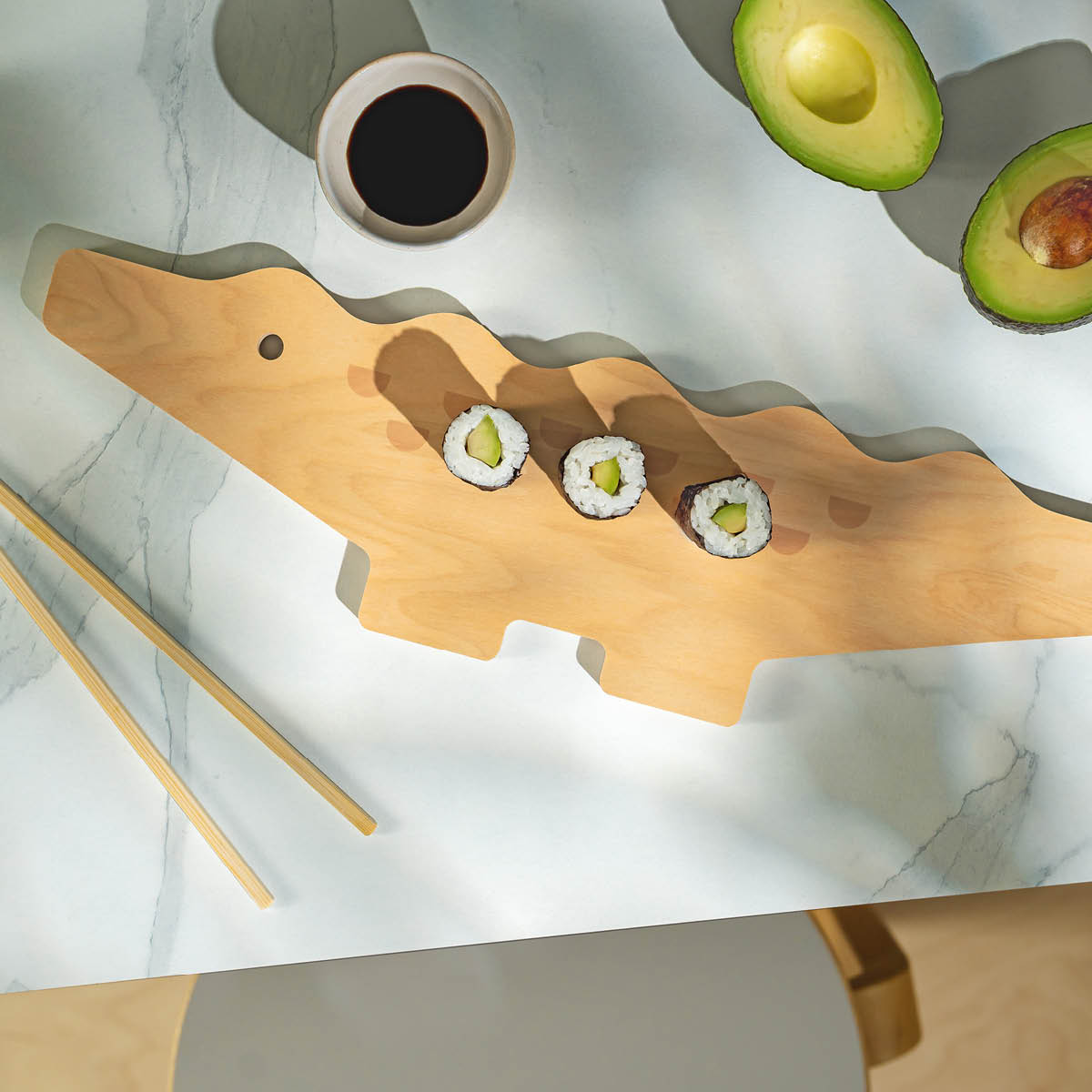 Muurla Fauna skärbräda/serveringsbricka Krokodil 44x12,5 cm grön