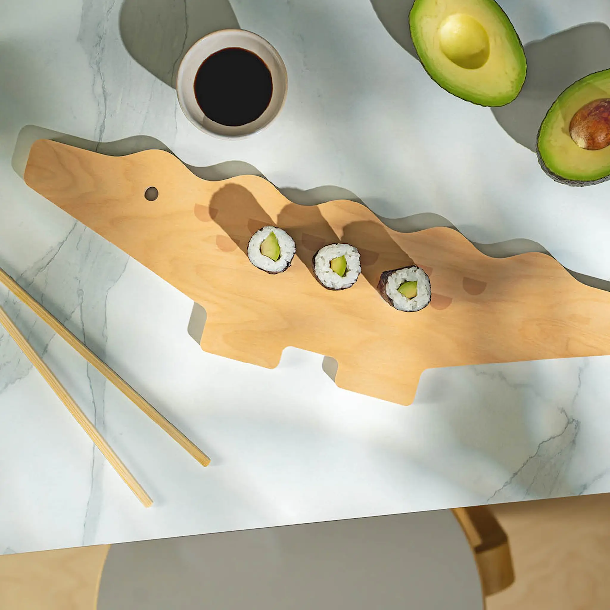 Muurla Fauna skärbräda/serveringsbricka Krokodil 44x12,5 cm grön