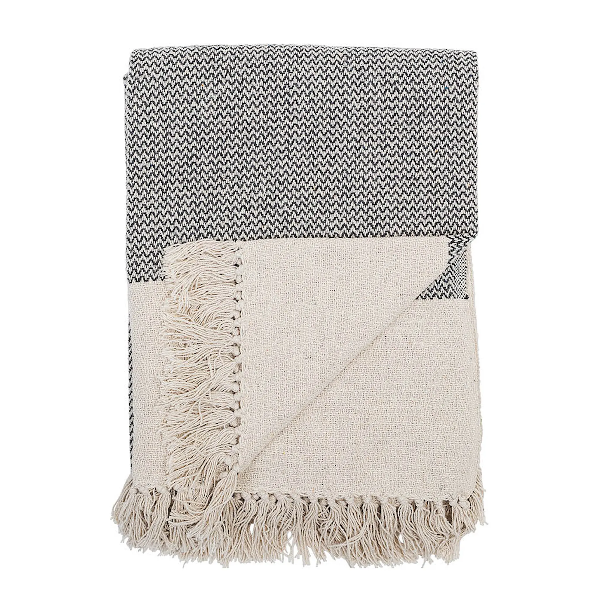 Bloomingville Sefanit pläd 160x130 cm grå/naturvit