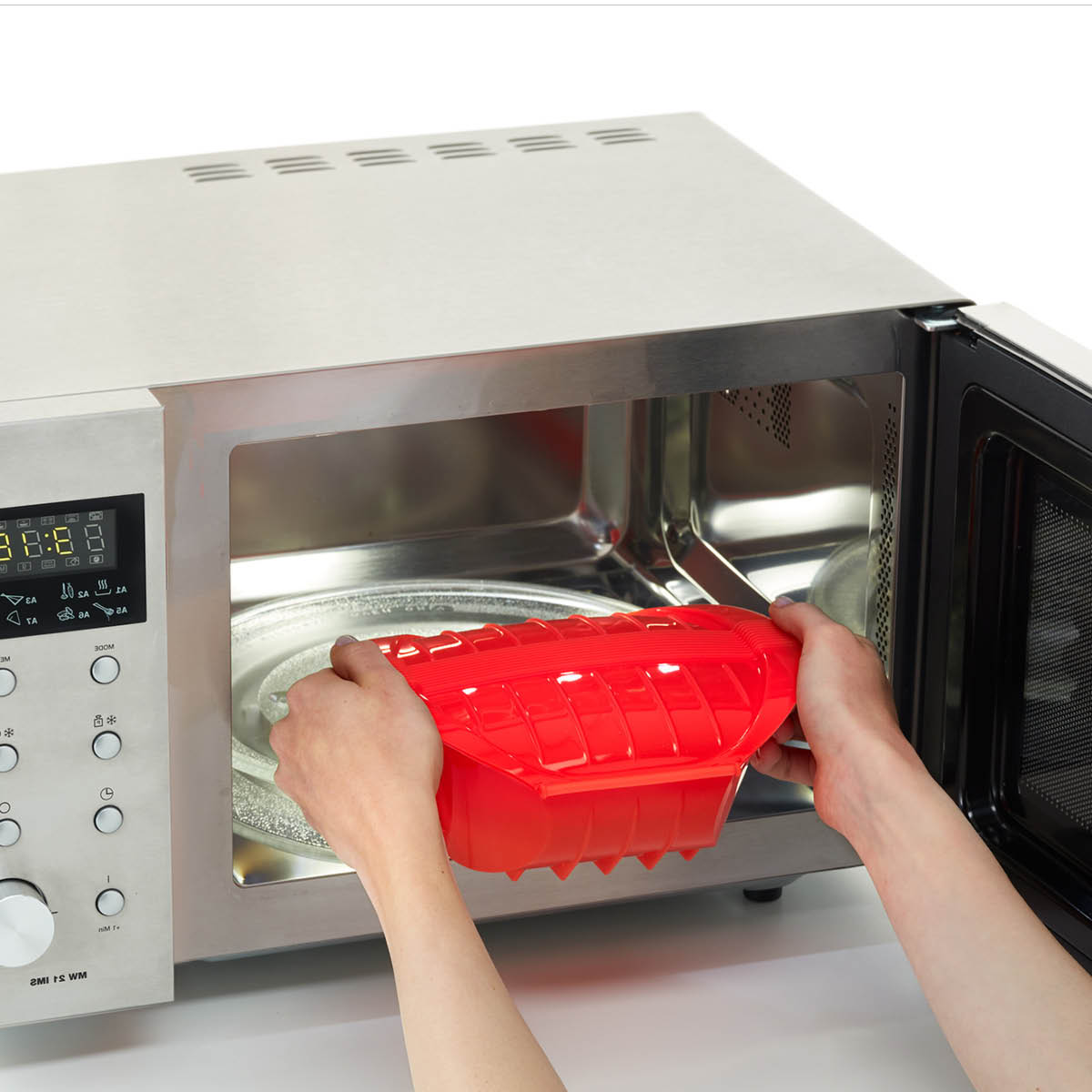 Lékué Djup ångkokare för mikrovågsug 1-2 port. röd
