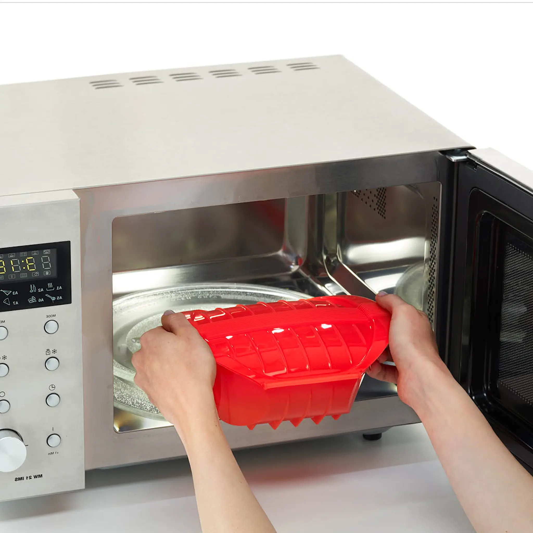 Lékué Djup ångkokare för mikrovågsug 1-2 port. röd