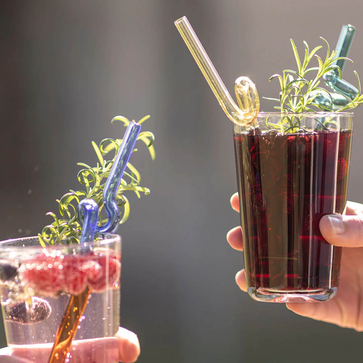 Tranquillo Rainbow sugrör i glas 19 cm 2-pack flerfärgade