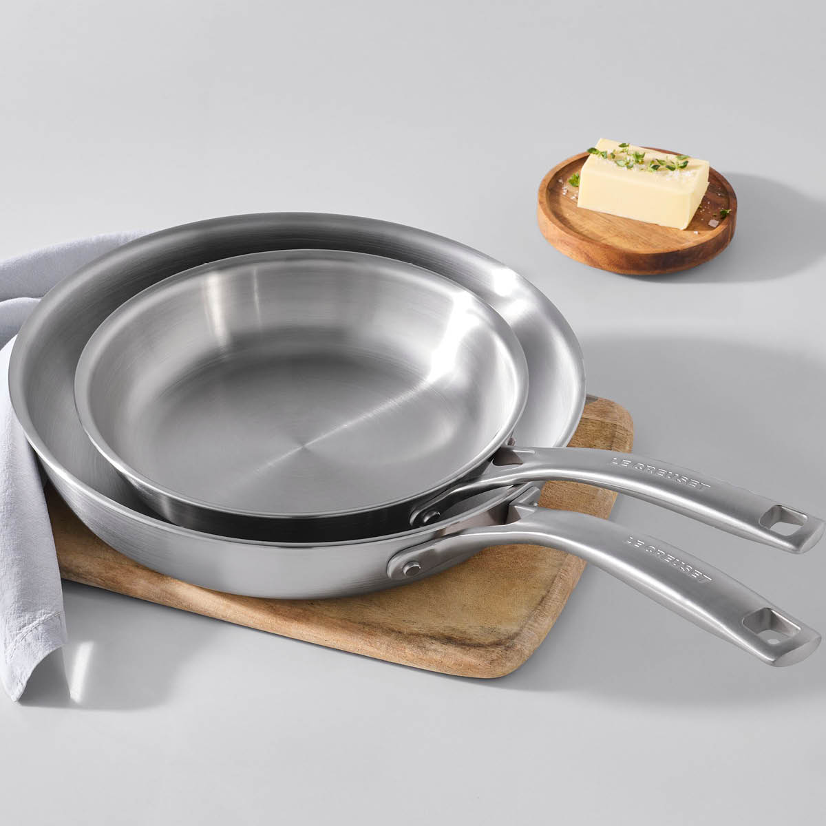 Le Creuset Essential 3-ply Stainless Steel stekpanneset 20+26 cm