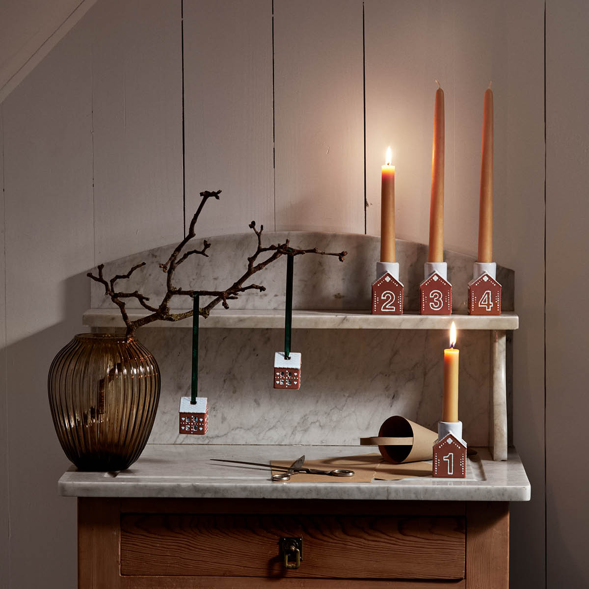 Kähler Pepparkaka adventsljusstake 7,5x5 cm pepparkakshus