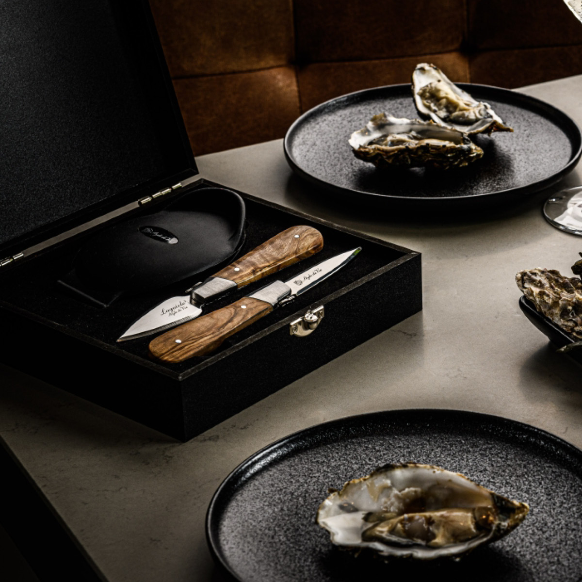 Laguiole Style de Vie Oisteri-/Äyriäisveitsisetti 2 osaa Oliivi