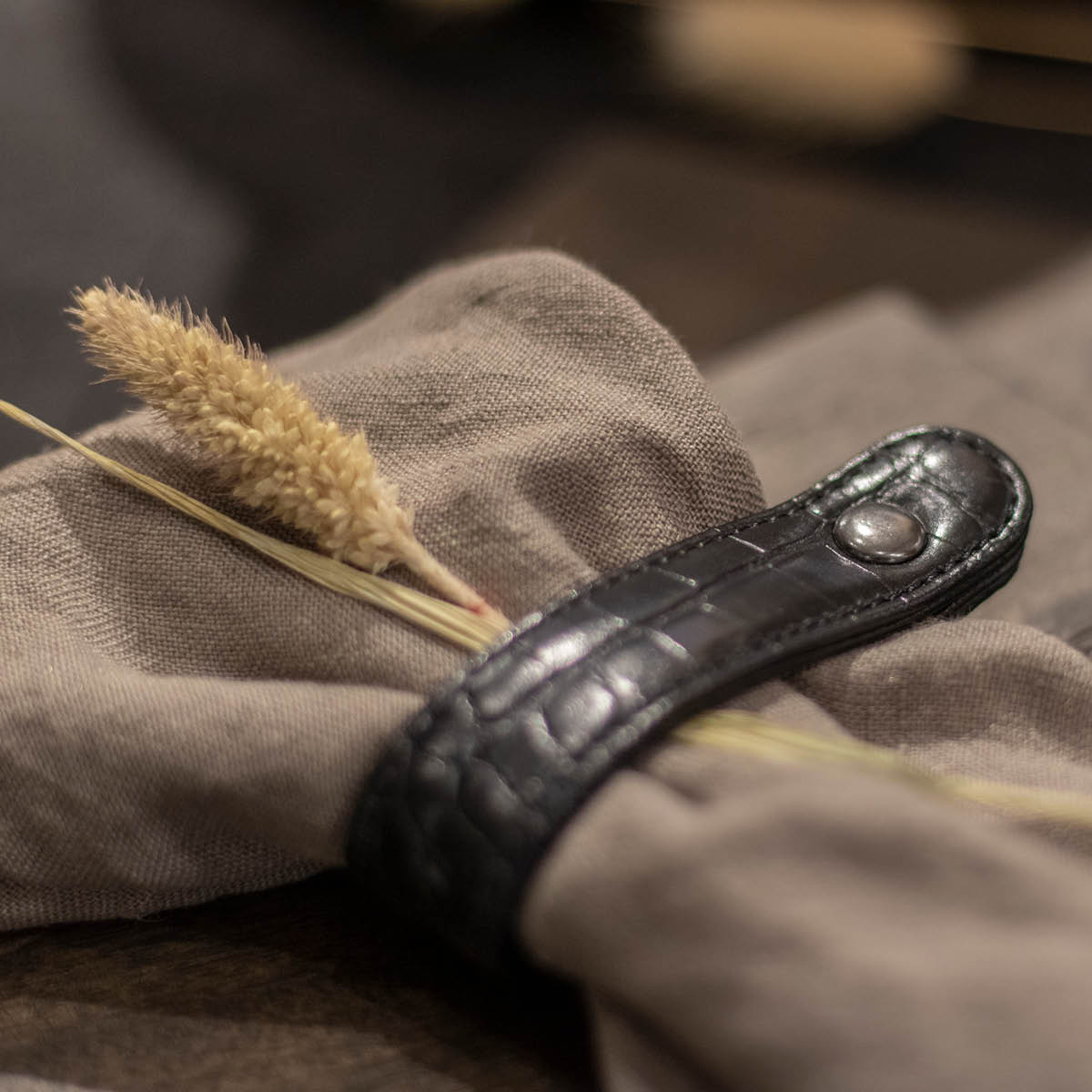 Stiernholm Croco serviettring 4 stk svart