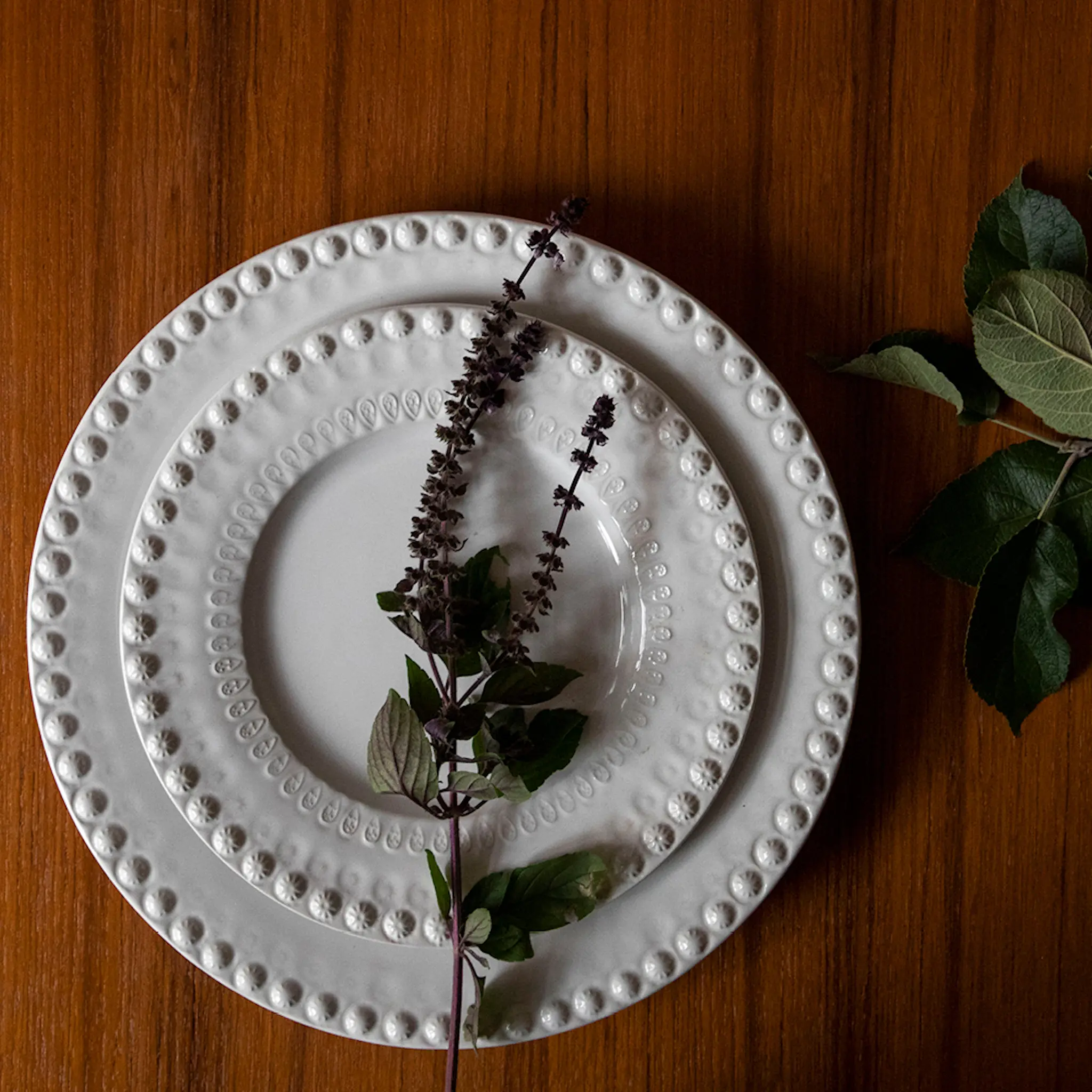 PotteryJo Daria tallrik 28 cm 2-pack cotton white