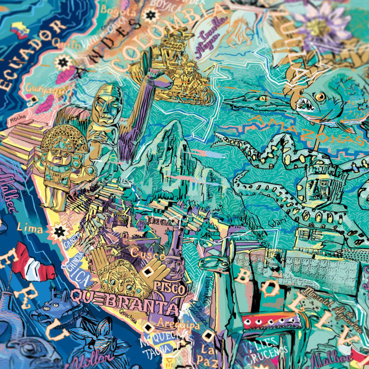 Water and Wines Vinpussel Sydamerika 1000 bitar lila