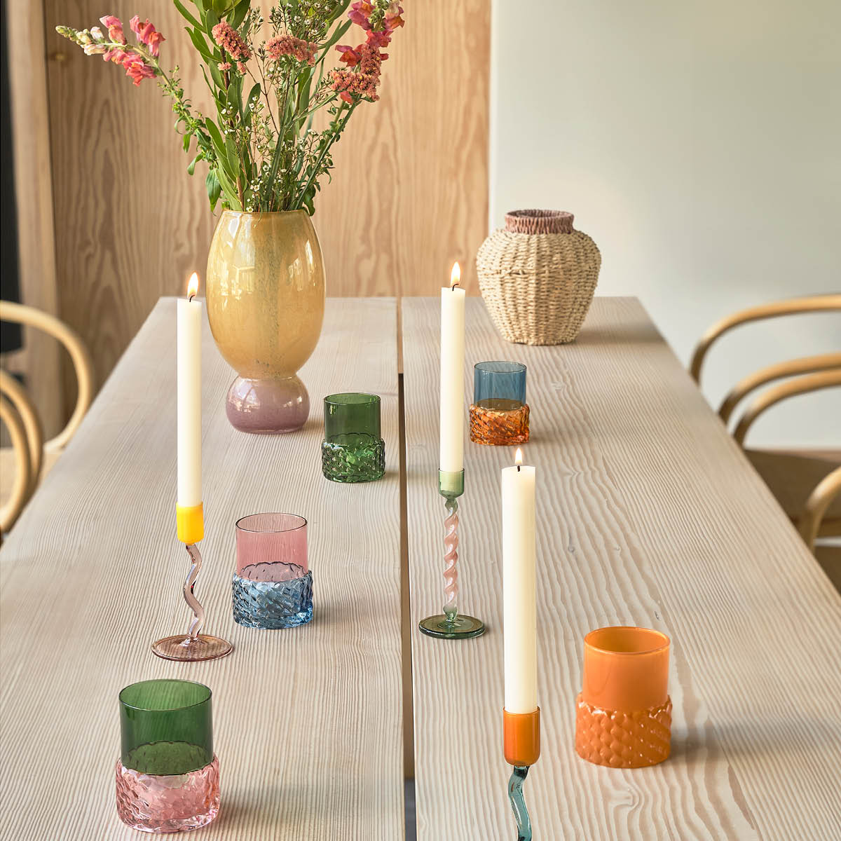 Villa Collection Styles Kynttilälyhty 7,7x10 cm Vihreä/Vaaleanpunainen