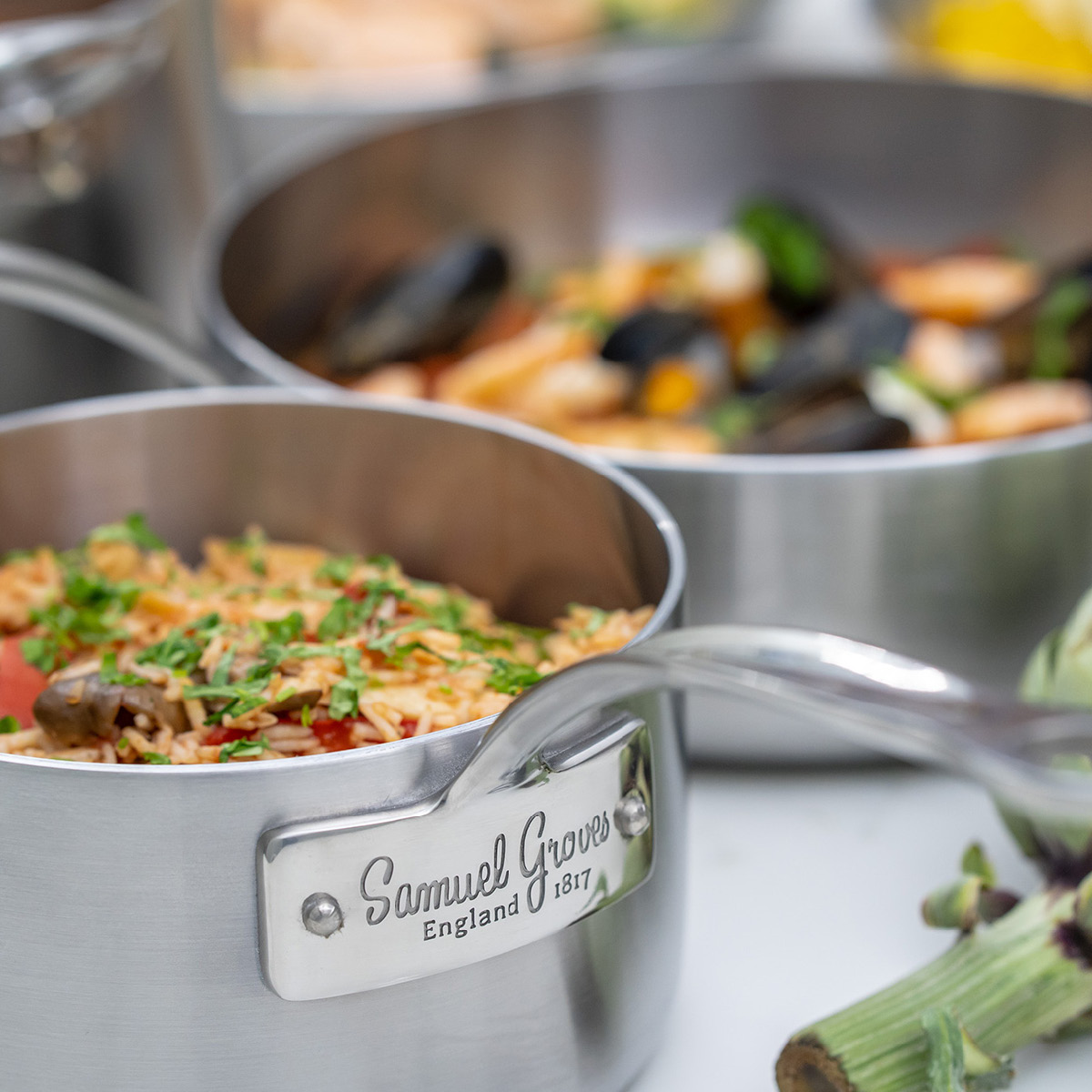 Samuel Groves Kasserolle med lokk 1,5L rustfritt stål