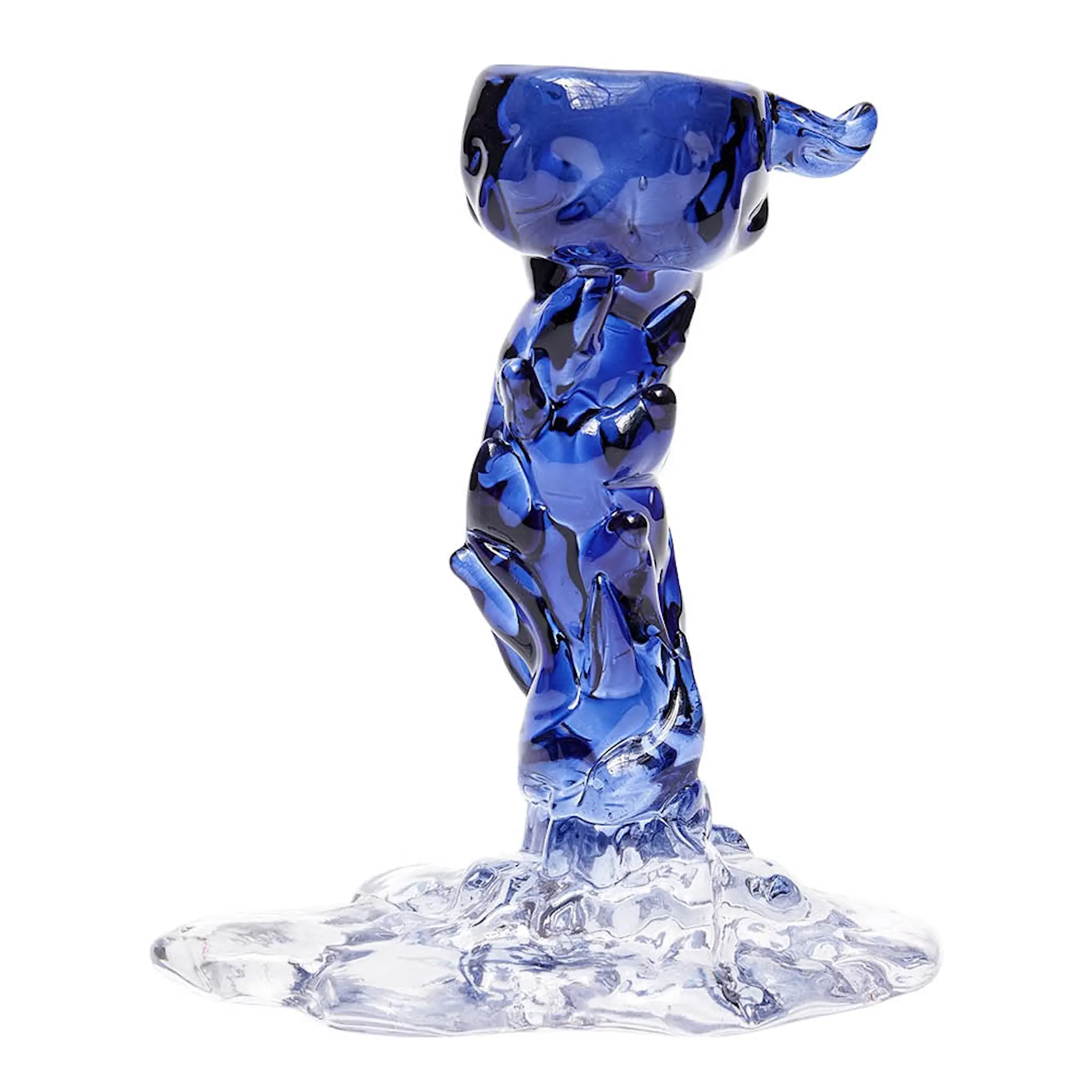 Pols Potten Drip ljusstake i glas S 14 cm mörkblå