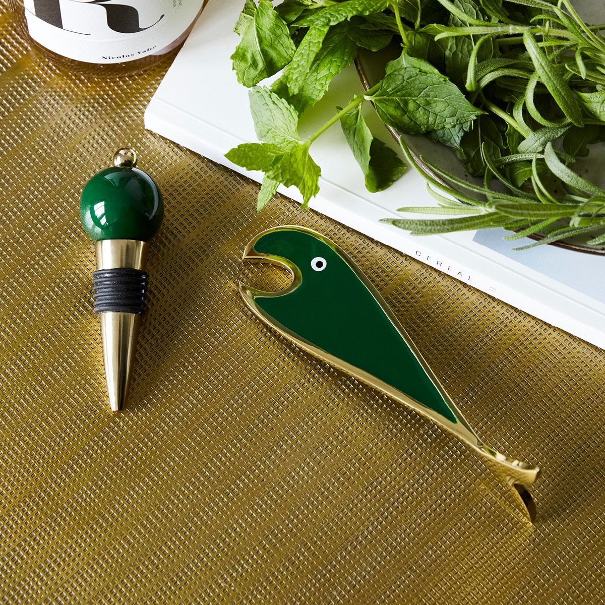 House Doctor Open bar tilbehør 2 stk gylden/grønn