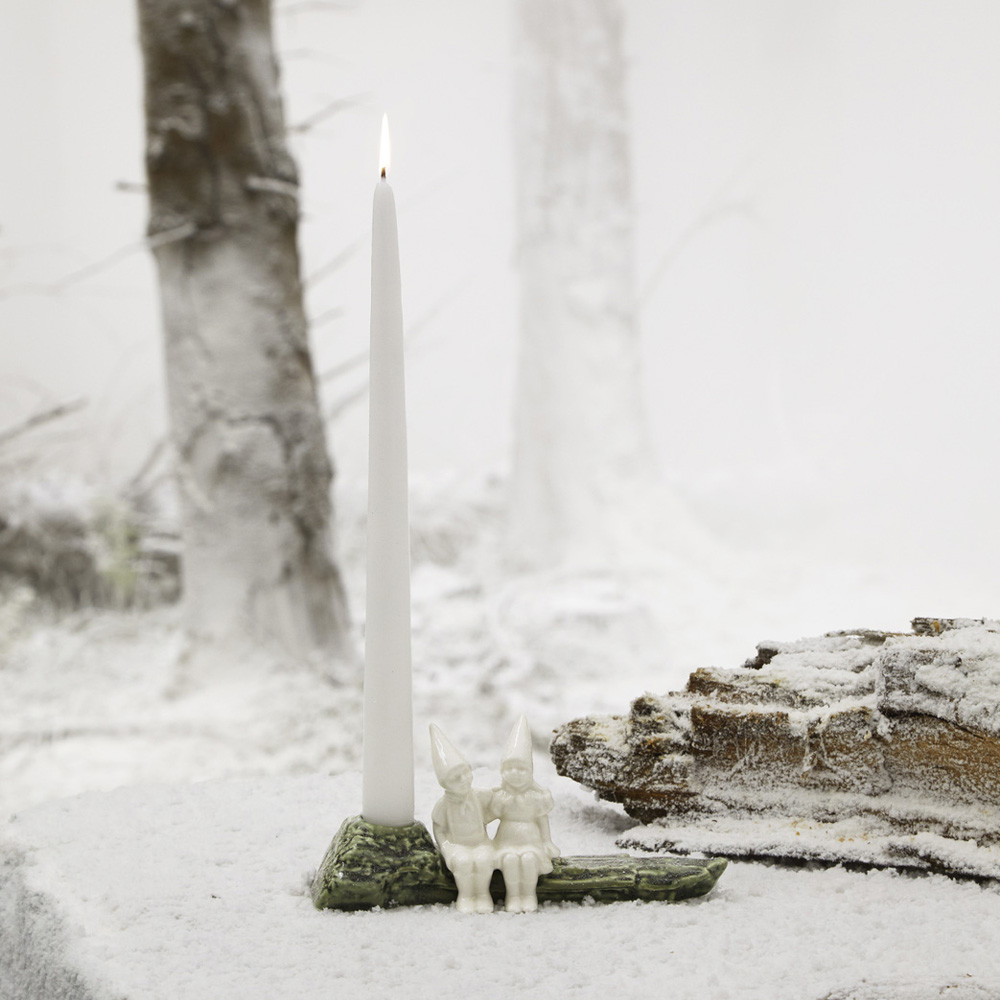 Kähler Christmas Tales Ljusstake Hug 8,5 cm Vit/Grön