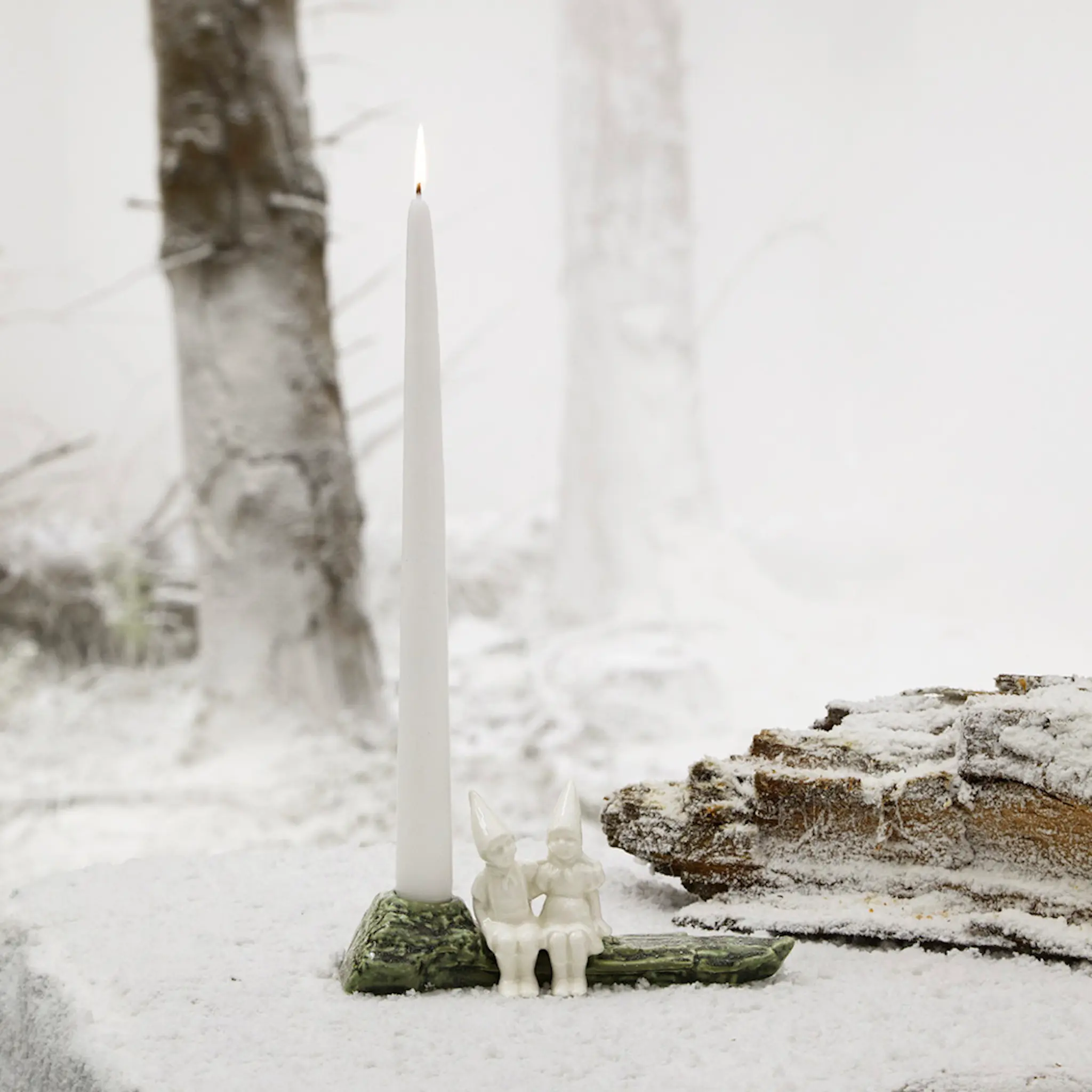 Kähler Christmas Tales Ljusstake Hug 8,5 cm Vit/Grön