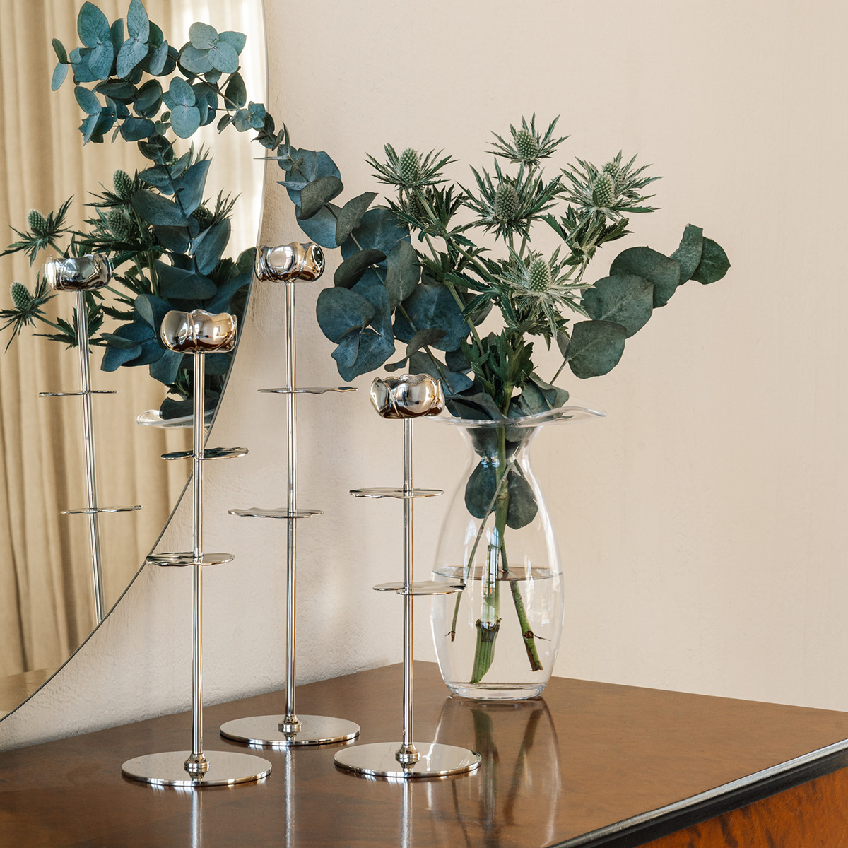 Hilke Ninfea Alta NP lysestake 40 cm sølv