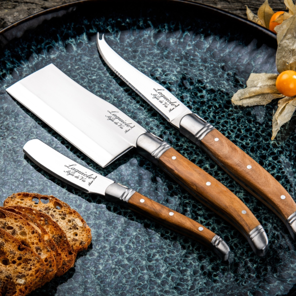 Laguiole Style de Vie Ostekniver 3 stk olive