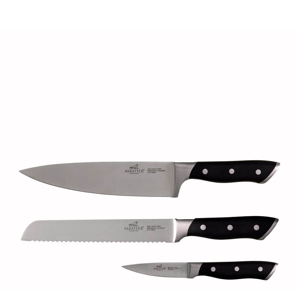 Lion Sabatier Hercules knivset 3 delar stål/svart