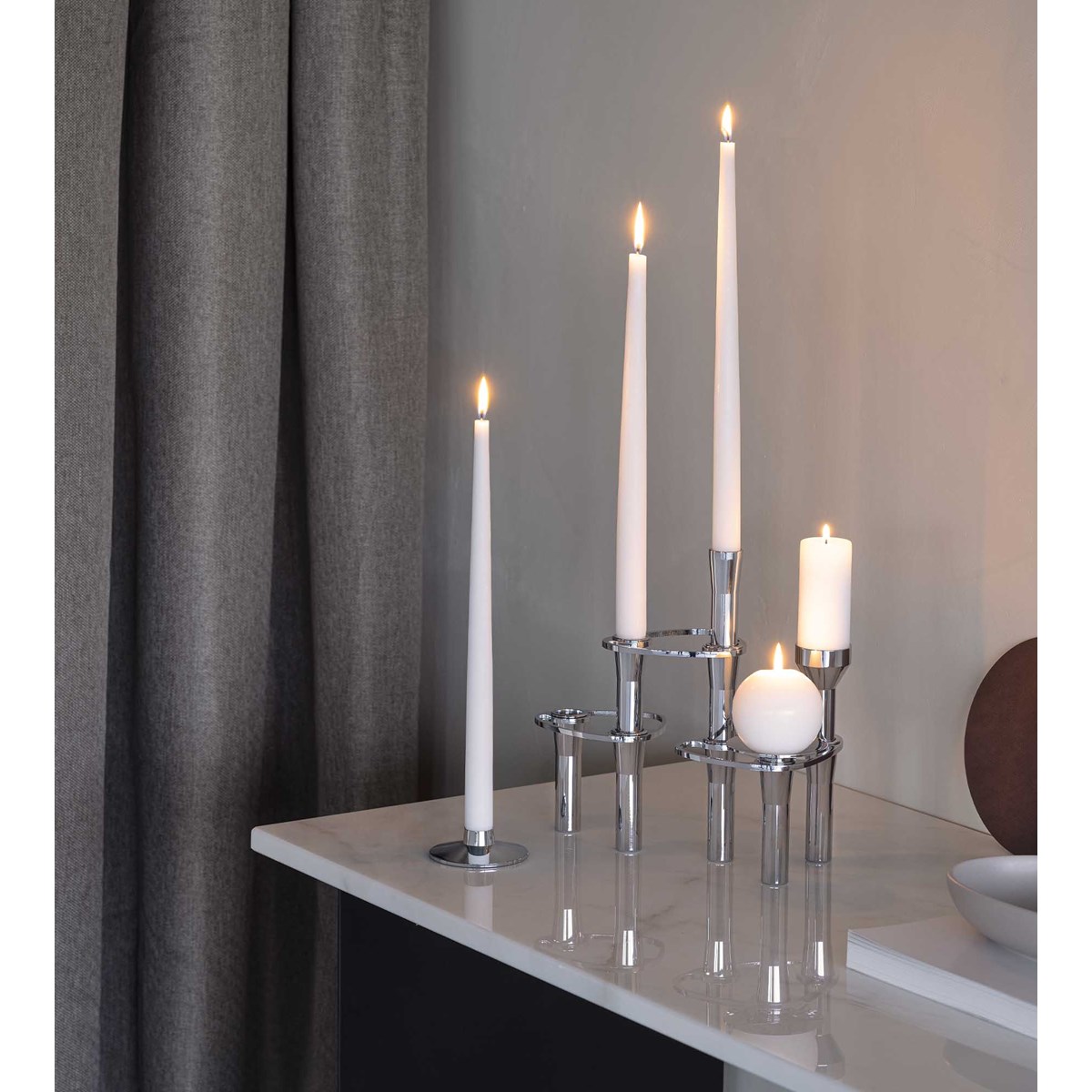 LIND DNA Curve Double Kynttilänjalka 9,9 cm Kromi