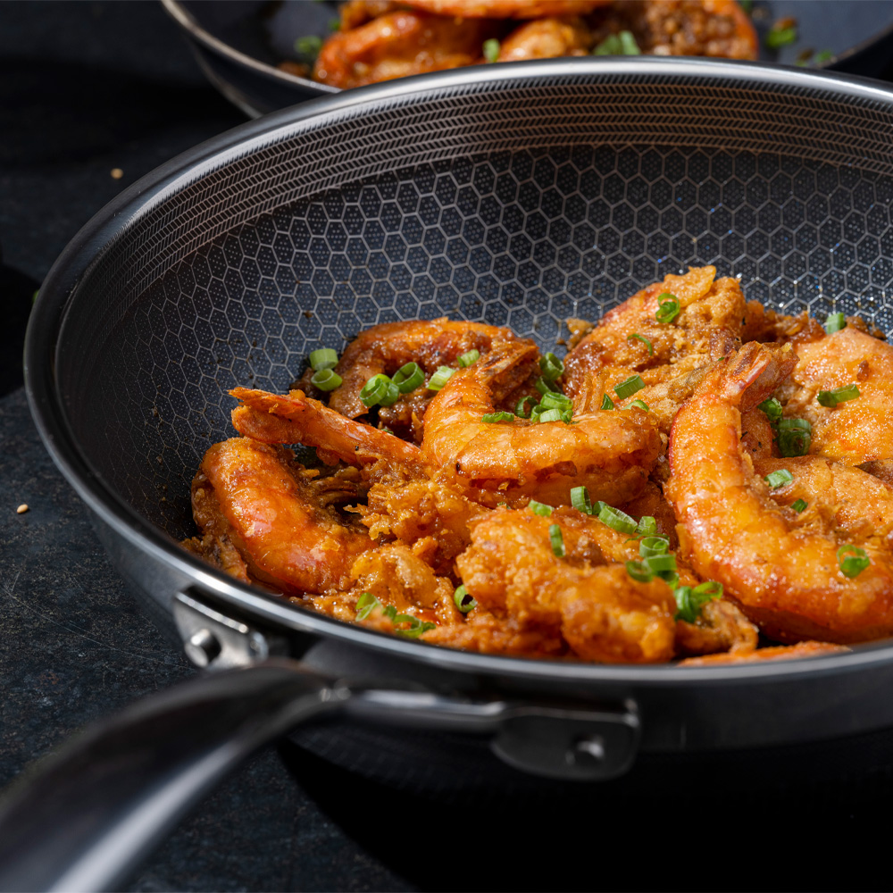 Hexclad Hybrid wok 30 cm sølv/svart